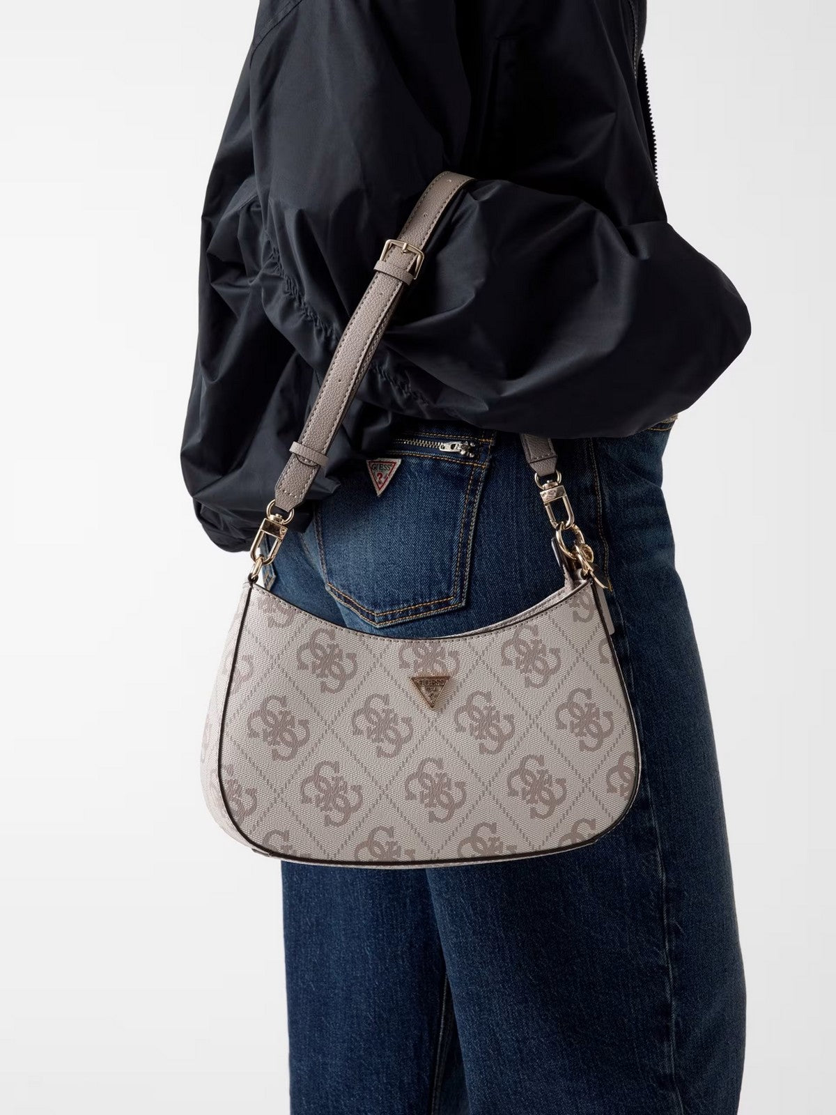 GUESS Borsa Donna NOELLE II TOP ZIP SHOULDER BAG HWSO96 72180 DKO DARK TAUPE LOGO