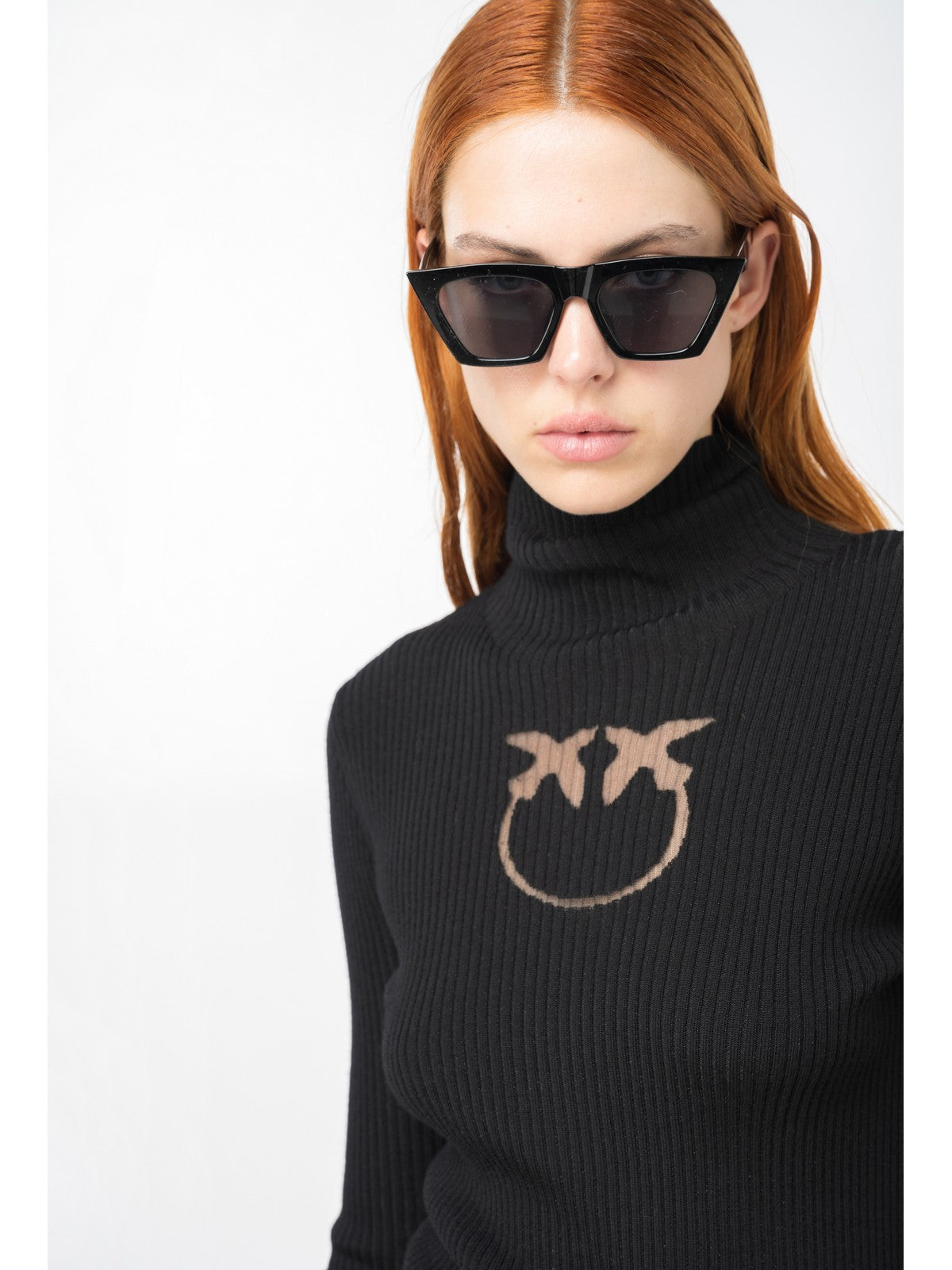 Pinko Maglione Frau Turtle Strike Lanna Logo in 102020-A18m Z99 Schwarz