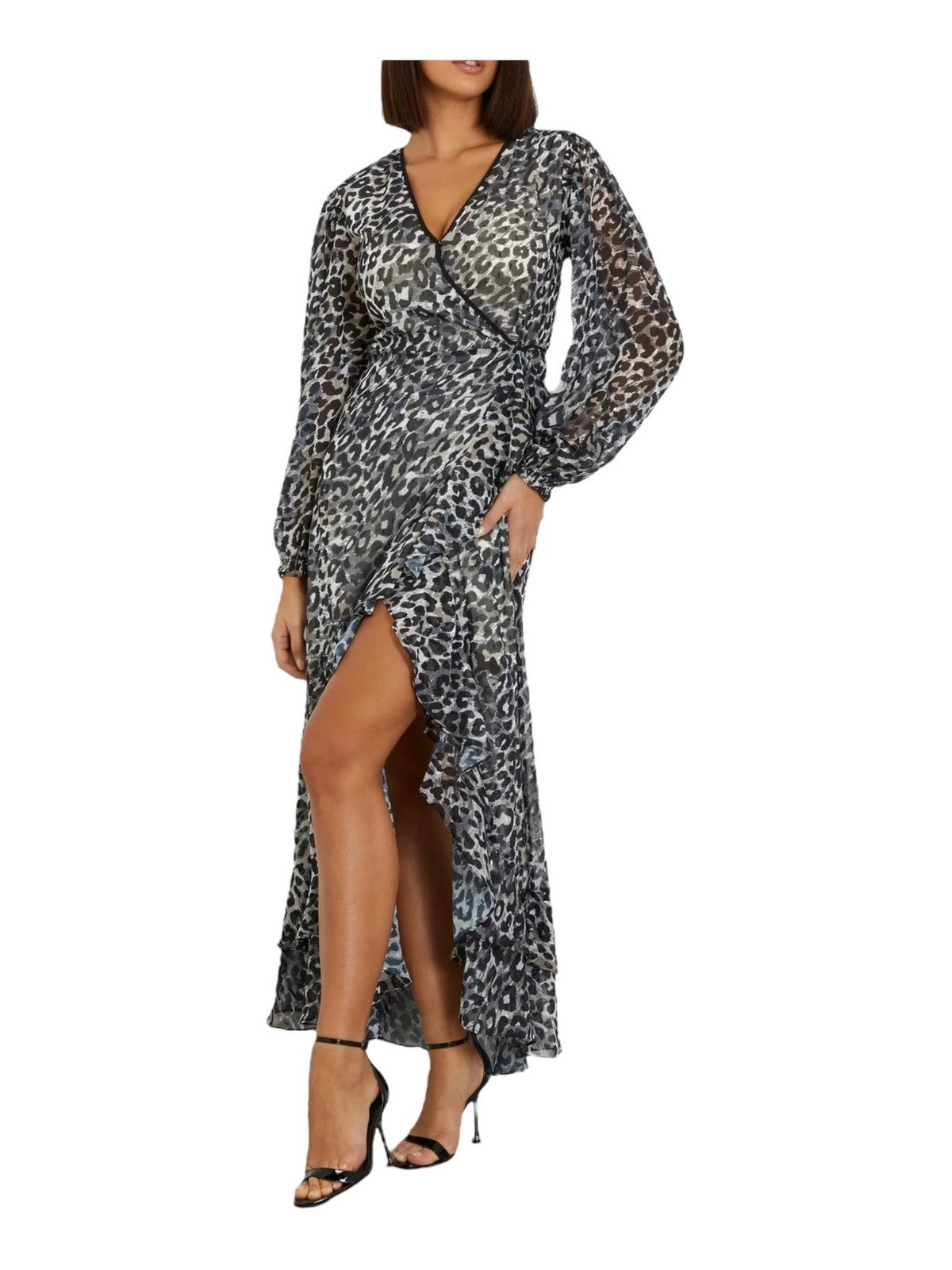 GUESS Abito Donna Ls Felisia Wrap Long W4RK24 WFX02 P22W Nero gioboutiqueweb