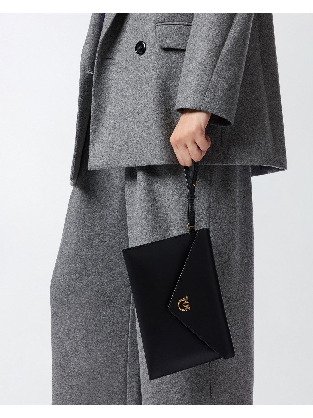 PINKO Pochette Donna FLAT PURSE HANDLE 104820-A0F1 Z99Q NERO-ANTIQUE GOLD