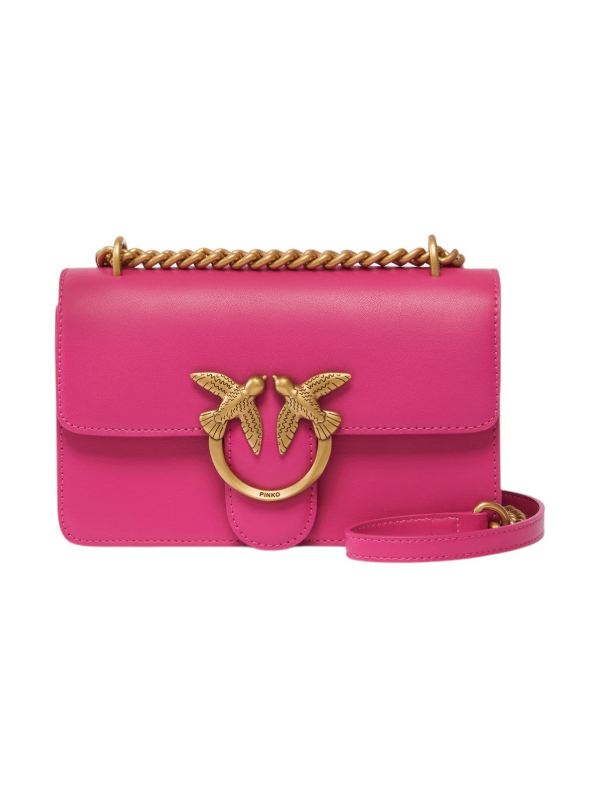 PINKO Borsa Donna Love One Mini Dc Vitello Seta 100074-A0F1 N17Q BARBABIETOLA CH-ANTIQUE GOLD gioboutiqueweb