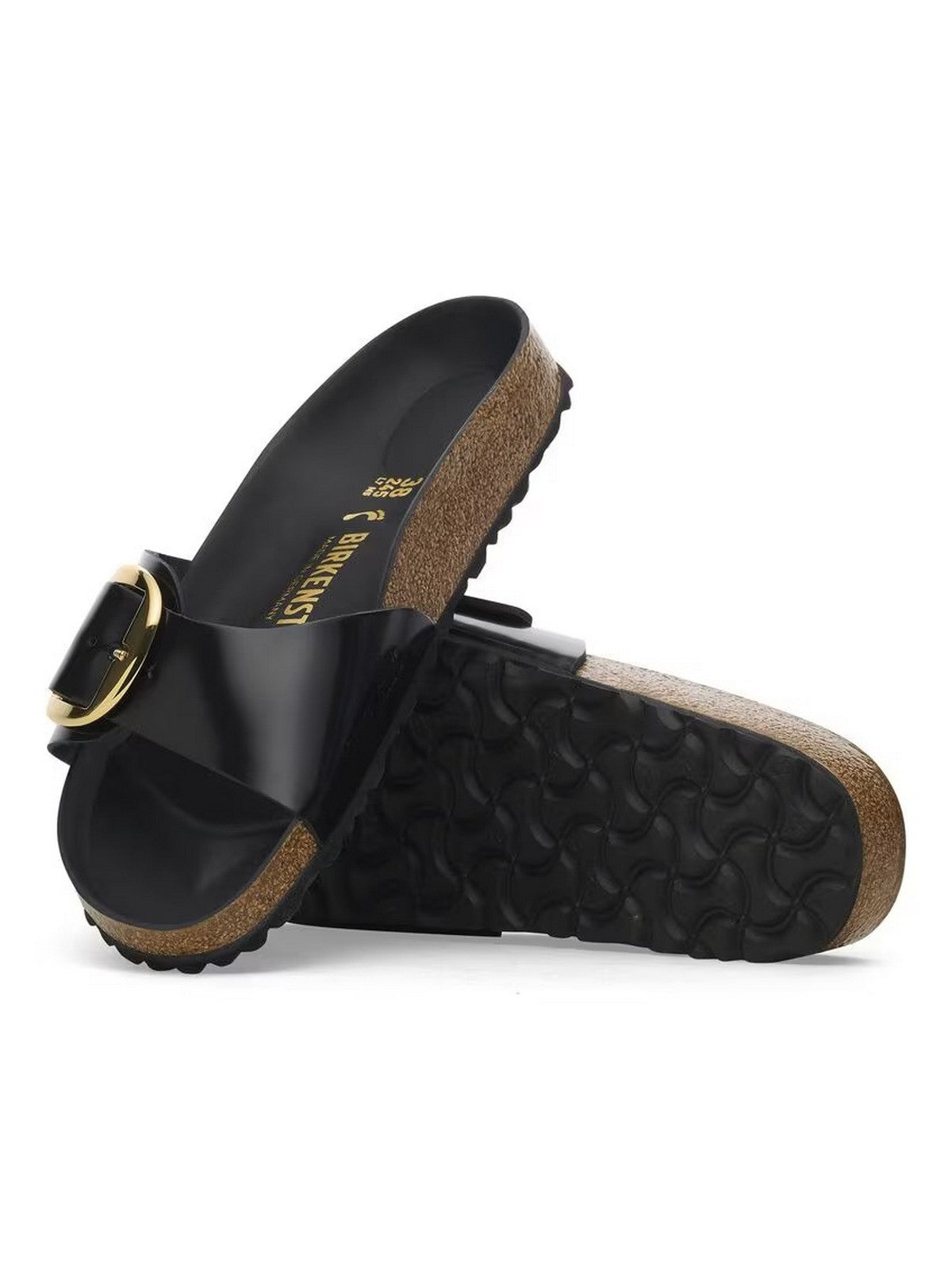 BIRKENSTOCK Sandalo Donna Madrid Big Buckle shine black, Natural Leather 1022650 Nero