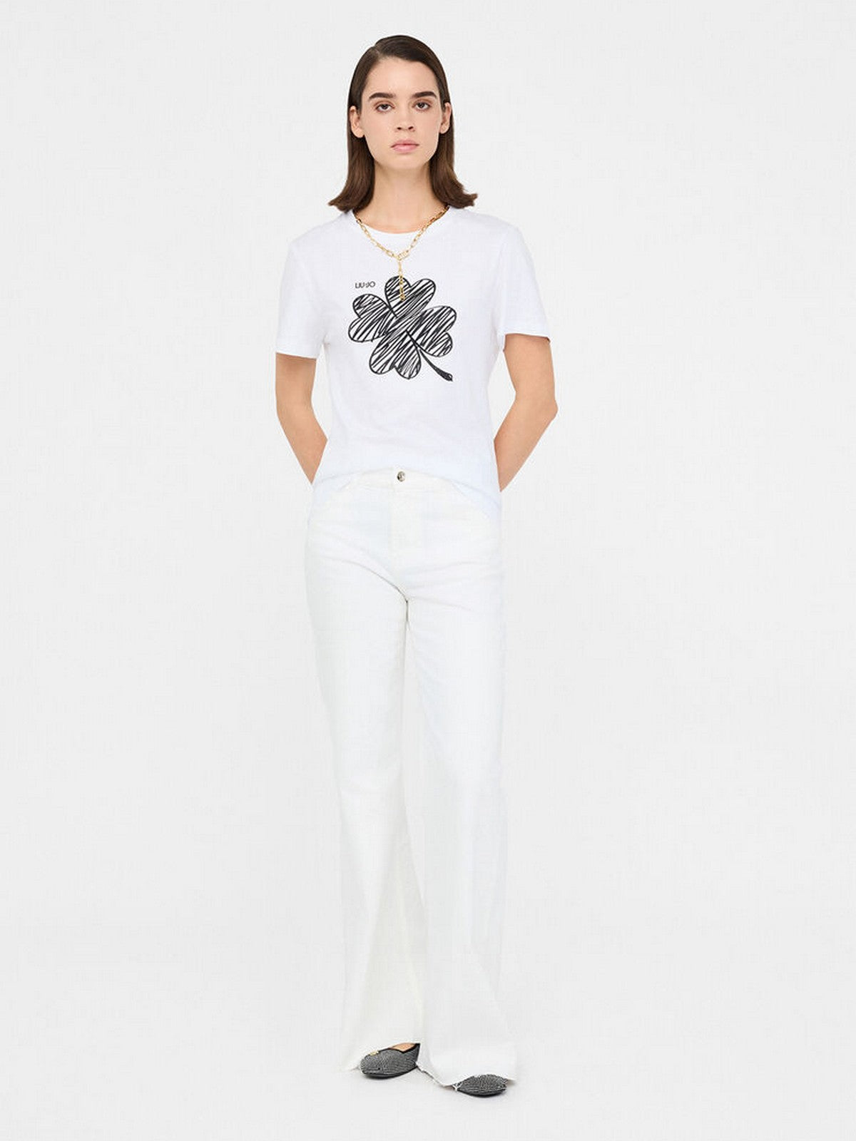 LIU JO WHITE T-shirt Donna MF5410JS923 P9154 Bianco/lucky LiuJo