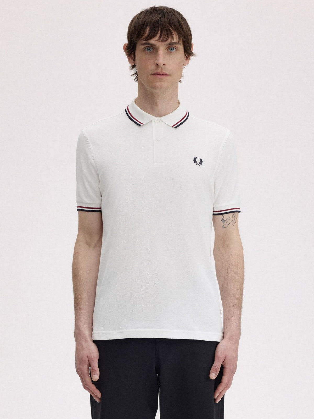 FRED PERRY Polo Uomo FP TWIN TIPPED FRED PERRY SHIRT FP-M3600P-57 T60 SNWHT/BRED/NVY
