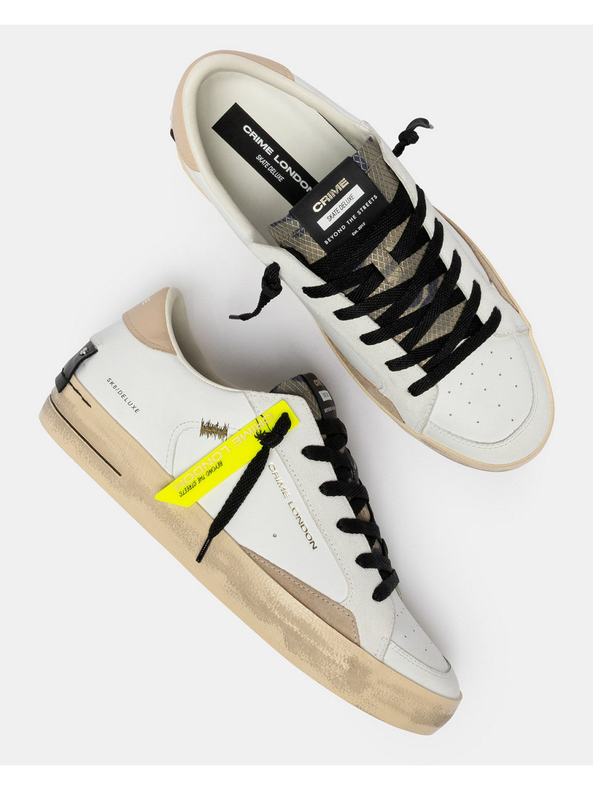 CRIME LONDON Sneaker Uomo SK8 DELUXE DUNE DRIFT 19104PP8 10 WHITE