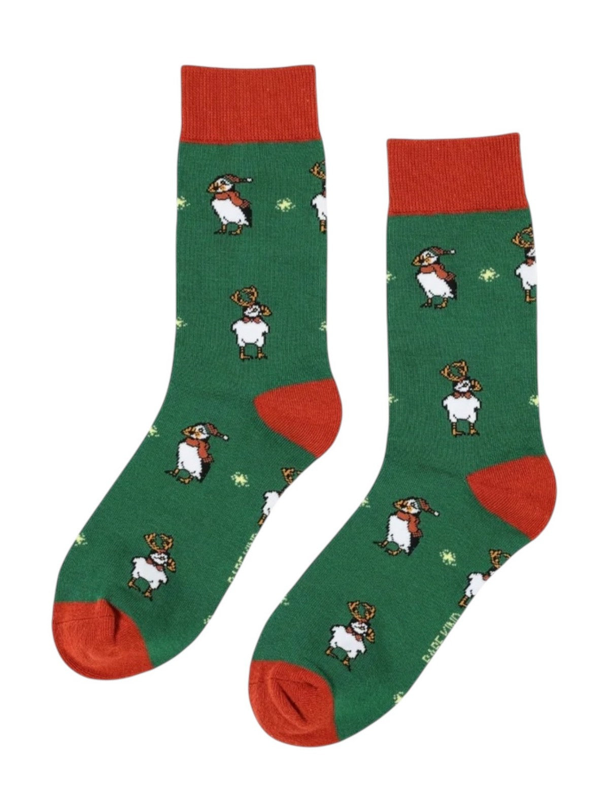 BARE KIND Calzini Unisex adulto GREEN PUFFIN VERDE/ARANCIO