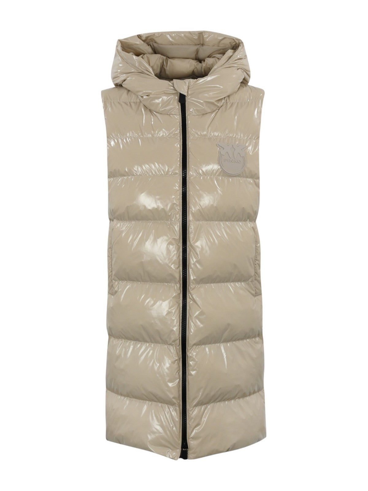 PINKO Gilet Donna Graffetta Gilet Crystal Nylon 103825-A11K D05 Beige gioboutiqueweb