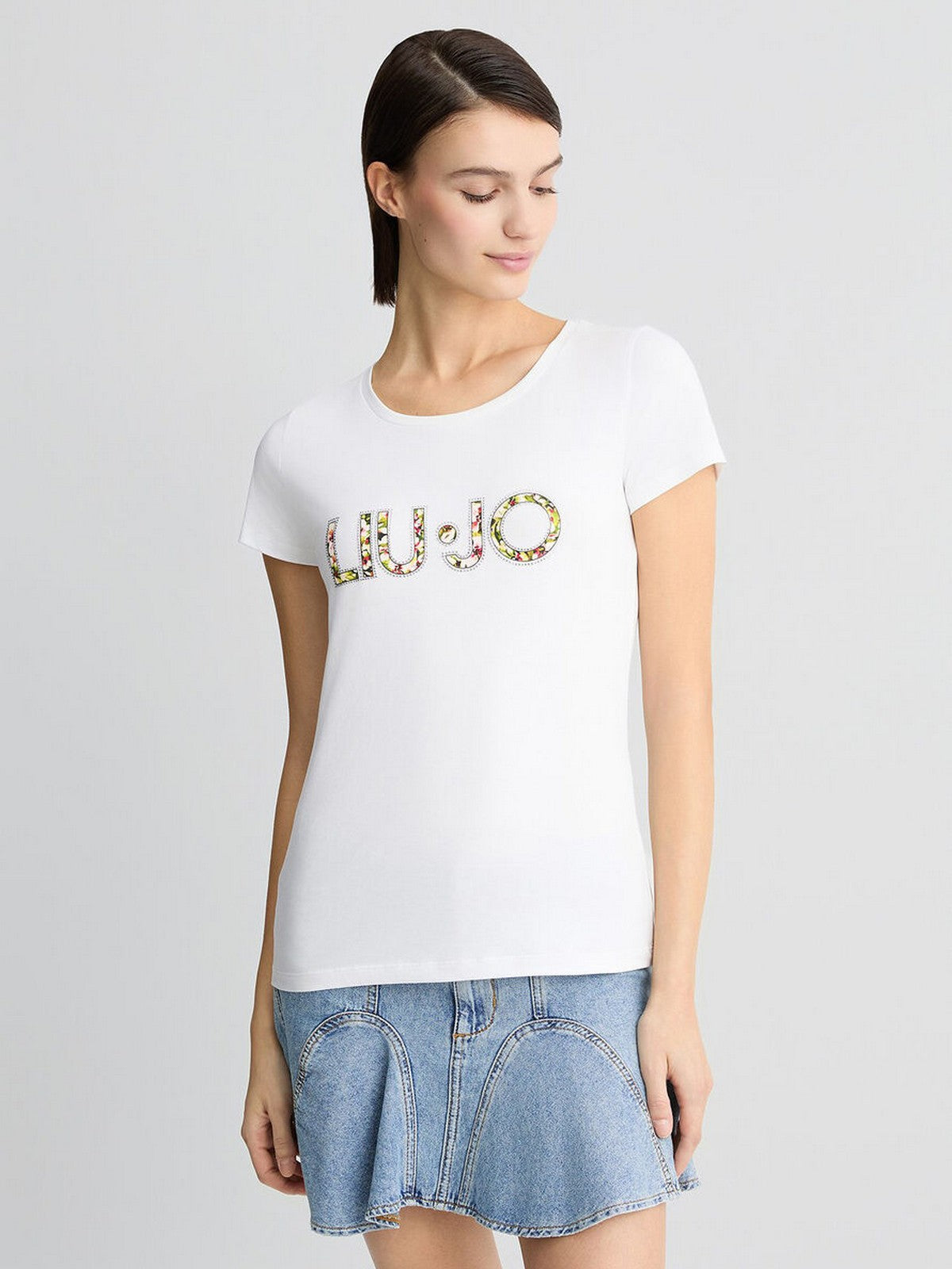 LIU JO BEACHWEAR T-shirt Donna VA5154JS003 Q9136 Bianco/flowers