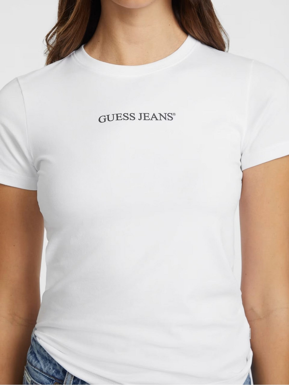 GUESS T-shirt Donna GJ SS CN SLIM LOGO PRINT TEE W4YI01 J1314 G011 Bianco gioboutiqueweb
