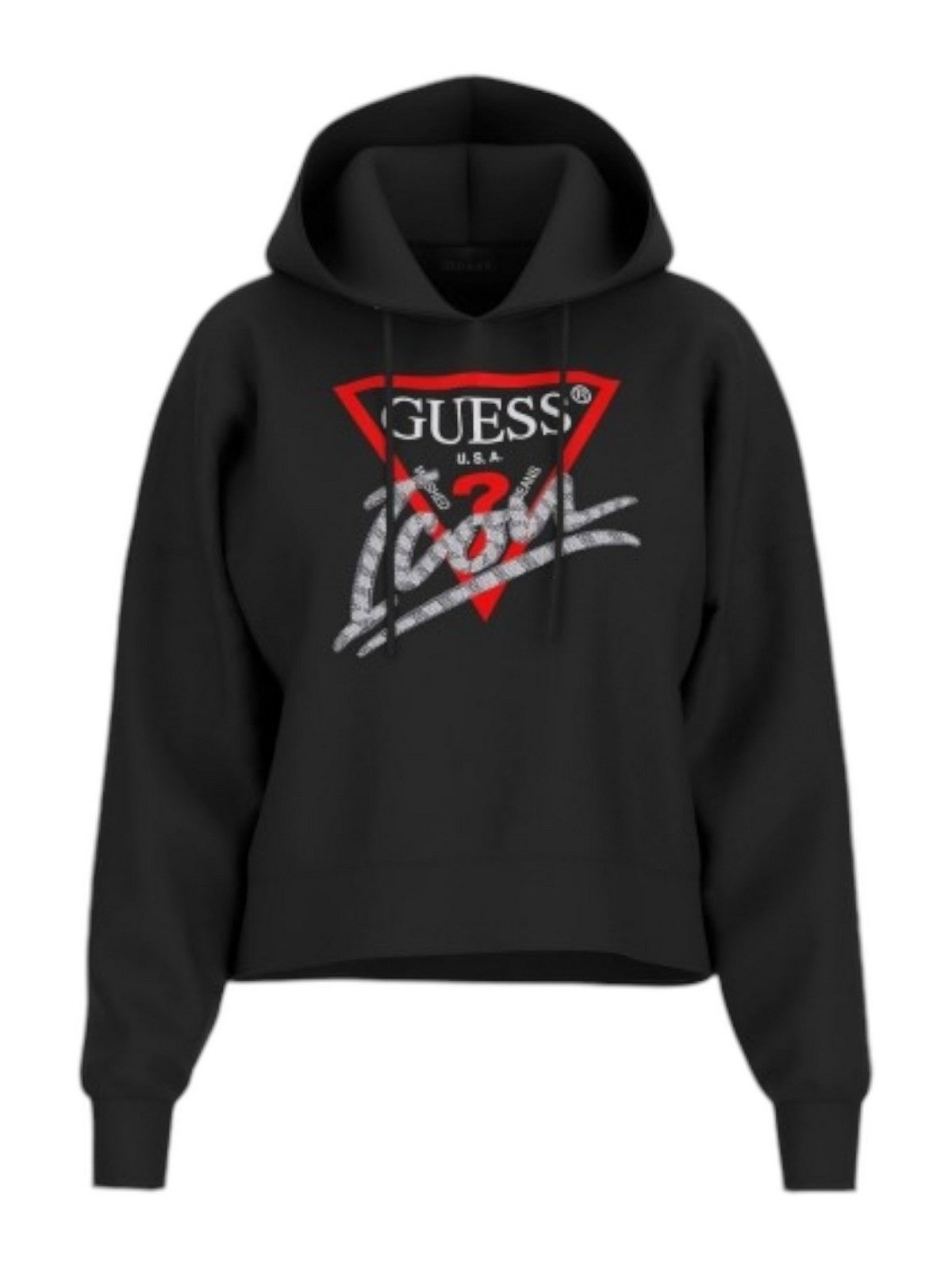 GUESS Felpa Donna HOODED ICON SWEATSHIRT W4BQ06 KB683 JBLK Nero gioboutiqueweb