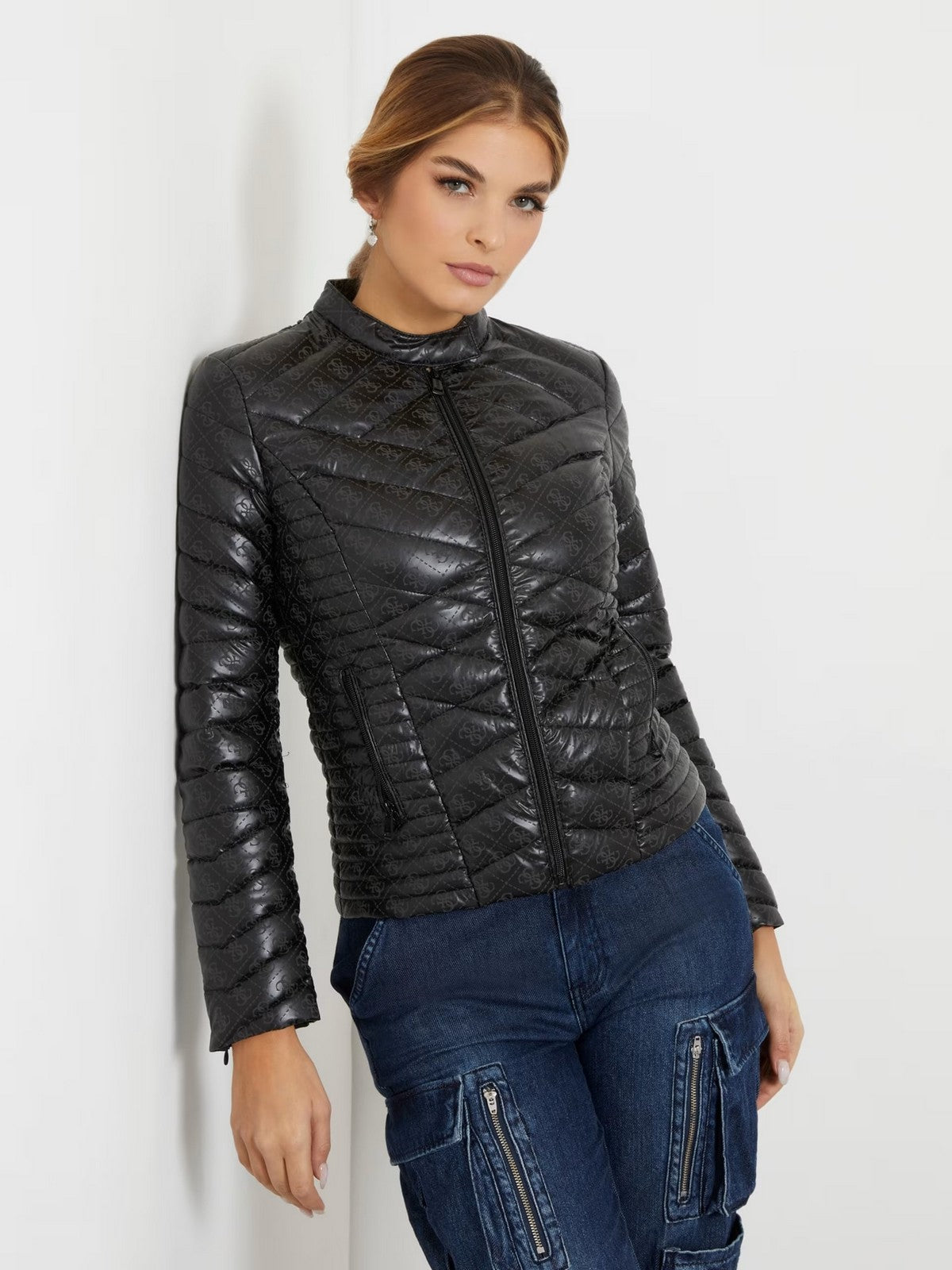 Guess Jacket Woman Vona Logo Jacket W4rl02 WFWM0 JTMU BLACK