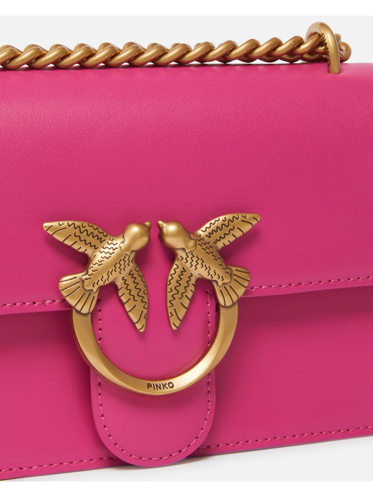 PINKO Borsa Donna Love One Mini Dc Vitello Seta 100074-A0F1 N17Q BARBABIETOLA CH-ANTIQUE GOLD gioboutiqueweb