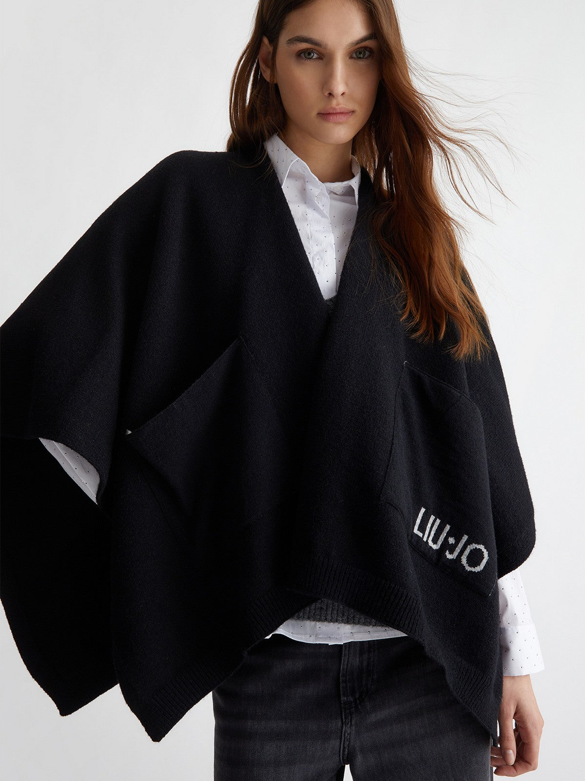 LIU JO SOFT Poncho Donna 2F4016M0300 22222 Nero gioboutiqueweb