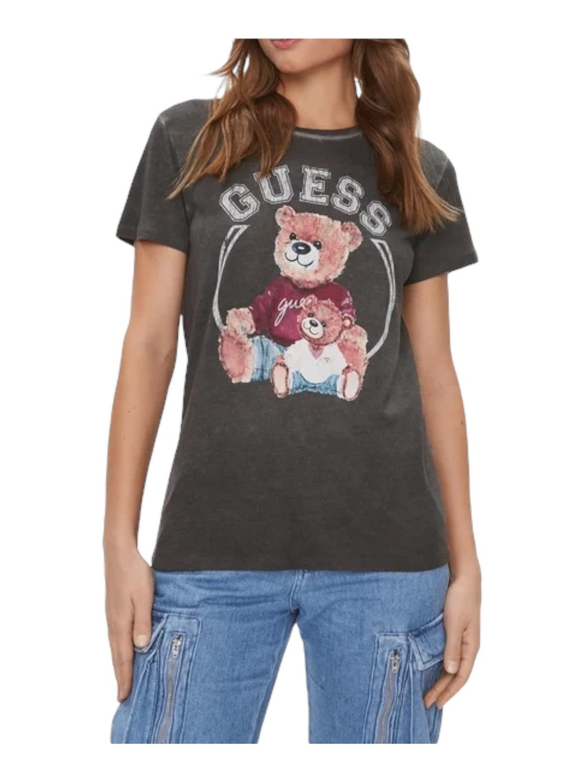 GUESS T-Shirt e Polo Donna Ss Varsity Bear Logo W4RI86 K9SN1 JTMU Nero gioboutiqueweb