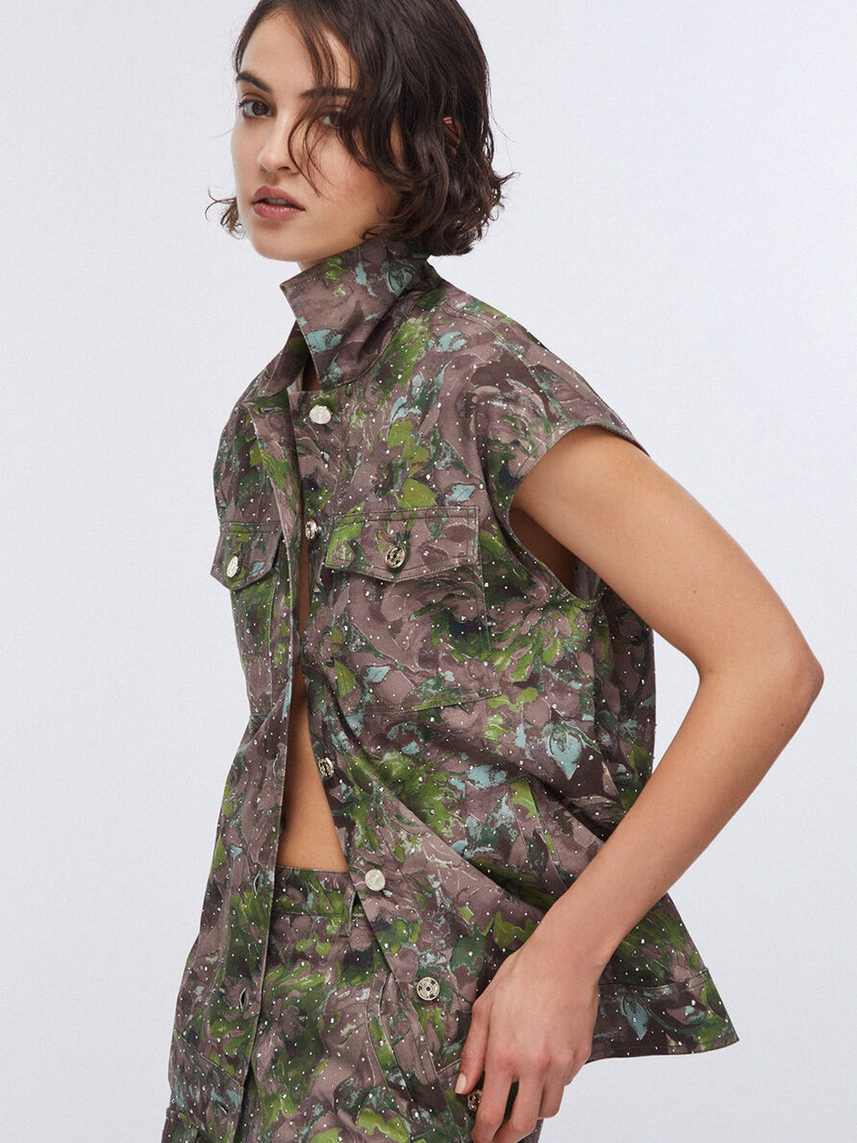 LIU JO WHITE Gilet Donna WA6341T433A P9360 Dk.olive comouflower