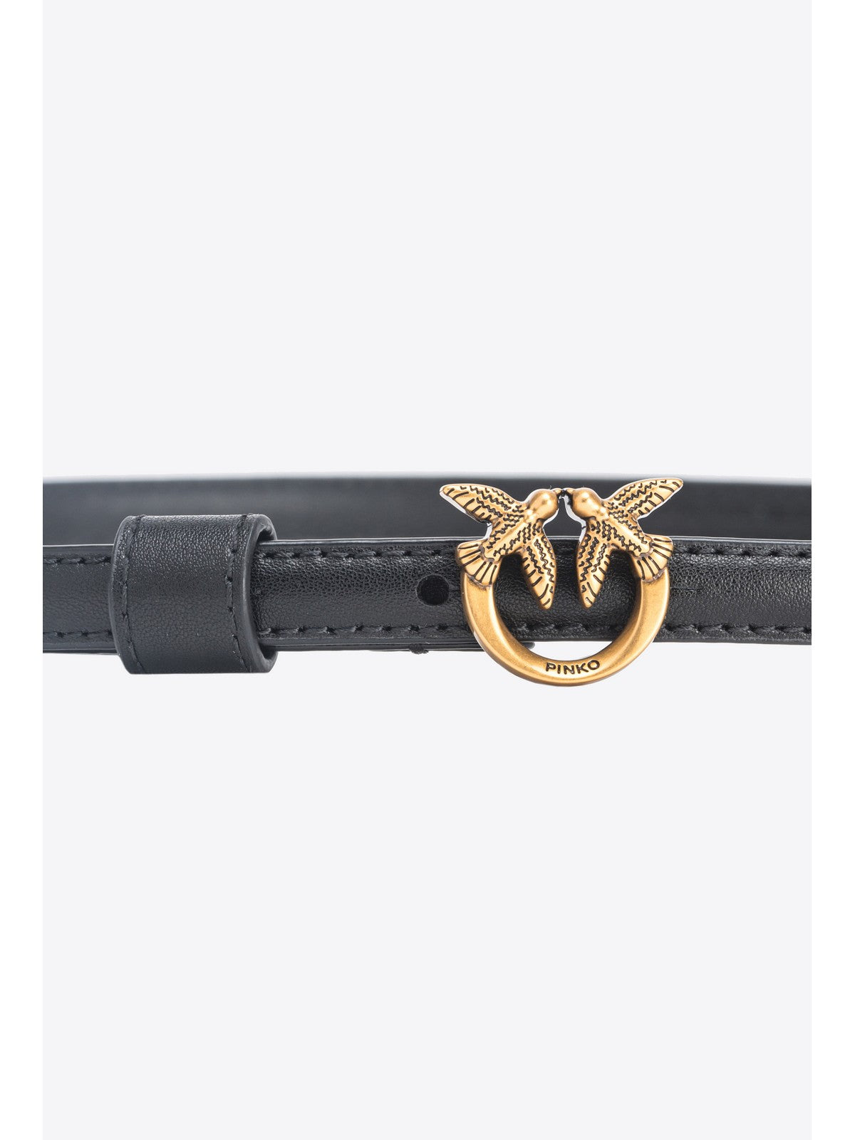 PINKO Cintura Donna Love Berry H1 Belt Vitello Set 102148-A0F1 Z99Q NERO-ANTIQUE GOLD gioboutiqueweb