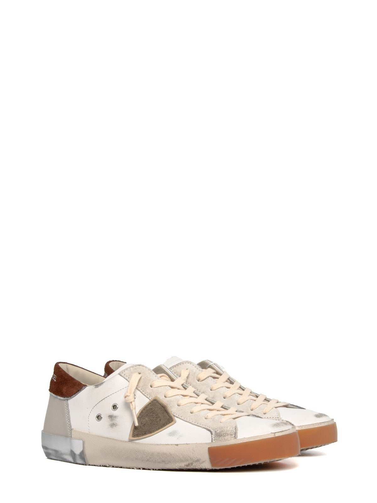PHILIPPE MODEL Sneaker Uomo Prsx Low Man PRLU VDP1 VEAU DAIM POP_BLANC BRUN