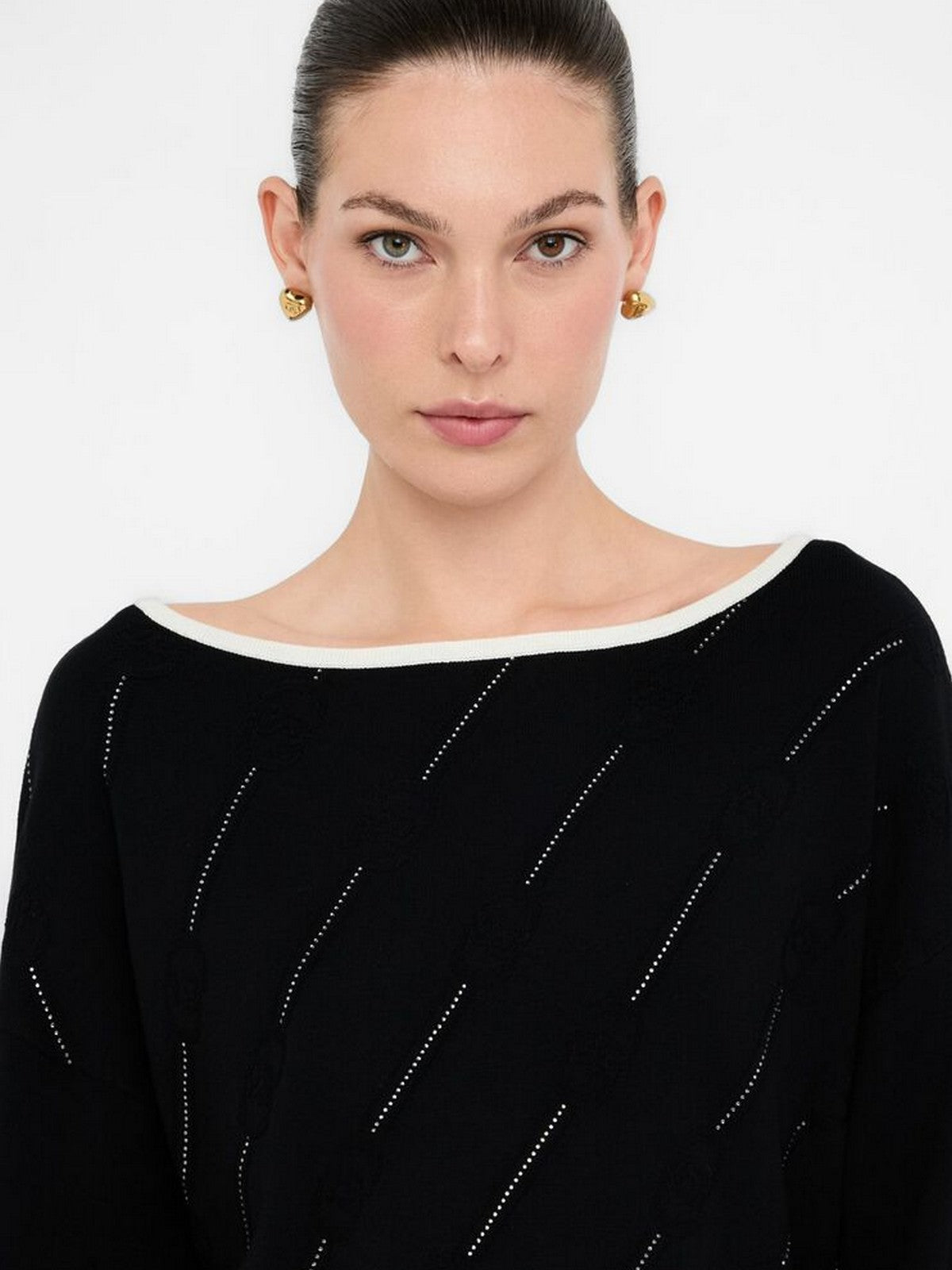 LIU JO SPORT Maglione Donna TF5206MS63L 03N66 Nero/bianco latte