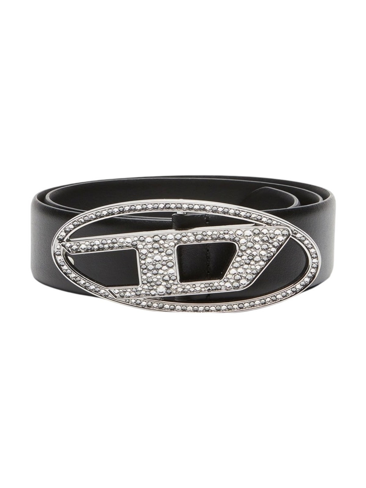 DIESEL Cintura Donna OVAL D LOGO B-1DR STRASS BELT X09611 P6364 T8013 001 - BLACK