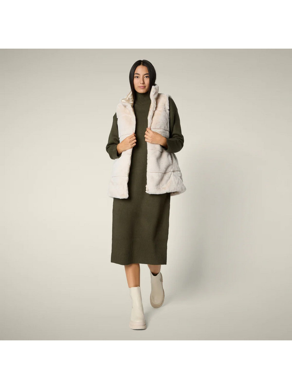 SAVE THE DUCK Gilet Donna NIVES D82493W FURY21 40034 SHORE BEIGE