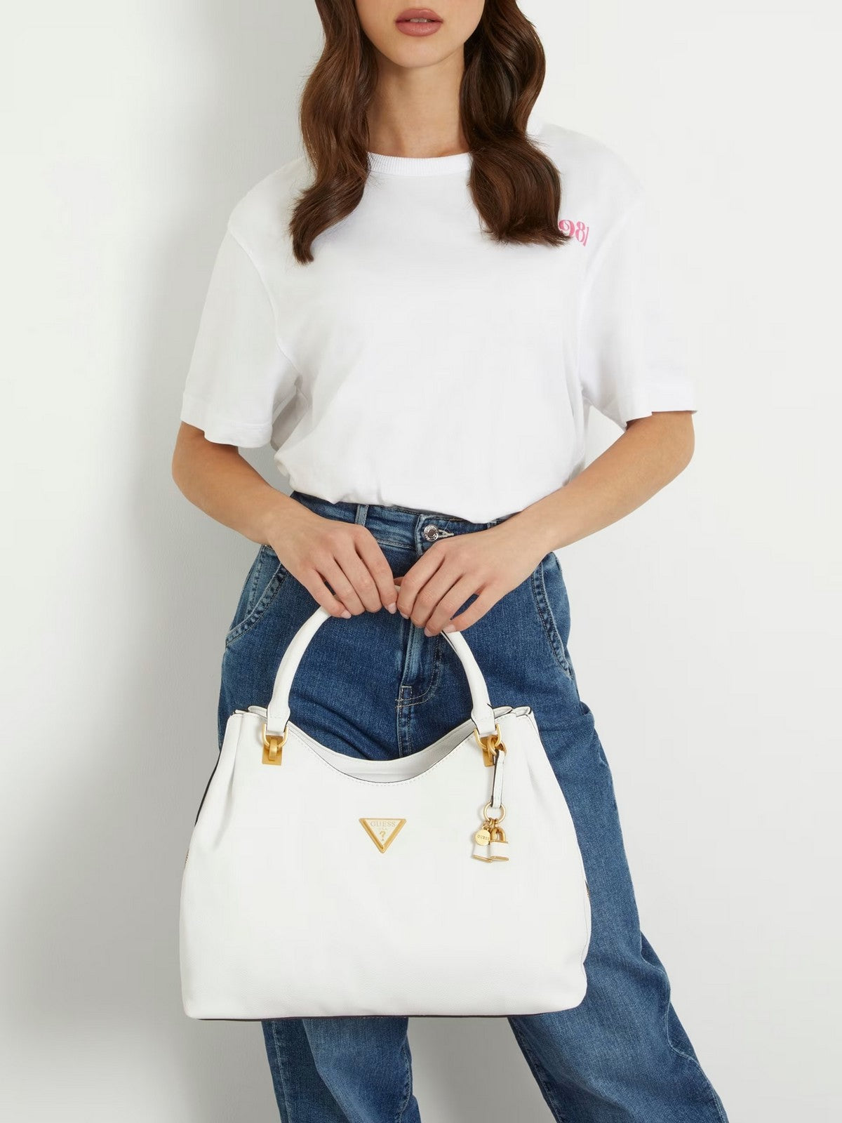 GUESS Borsa Donna James Girlfriend Sat HWVA92 22230 WHI Bianco gioboutiqueweb