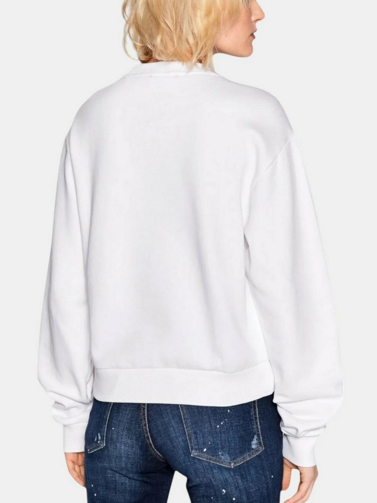 GUESS Felpa Donna CN LOVE TRIANGLE SWEATSHIRT W5RQ04 KB683 G012 Bianco gioboutiqueweb