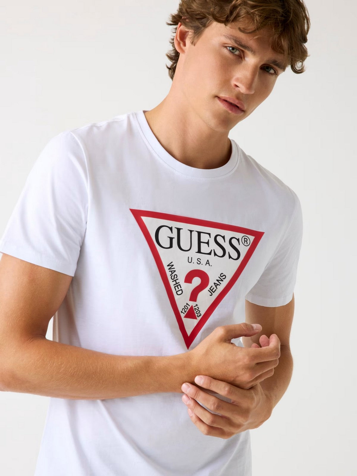 GUESS T-shirt Uomo CN SS ORIGINAL LOGO TEE M2YI71 I3Z14 G011 PURE WHITE