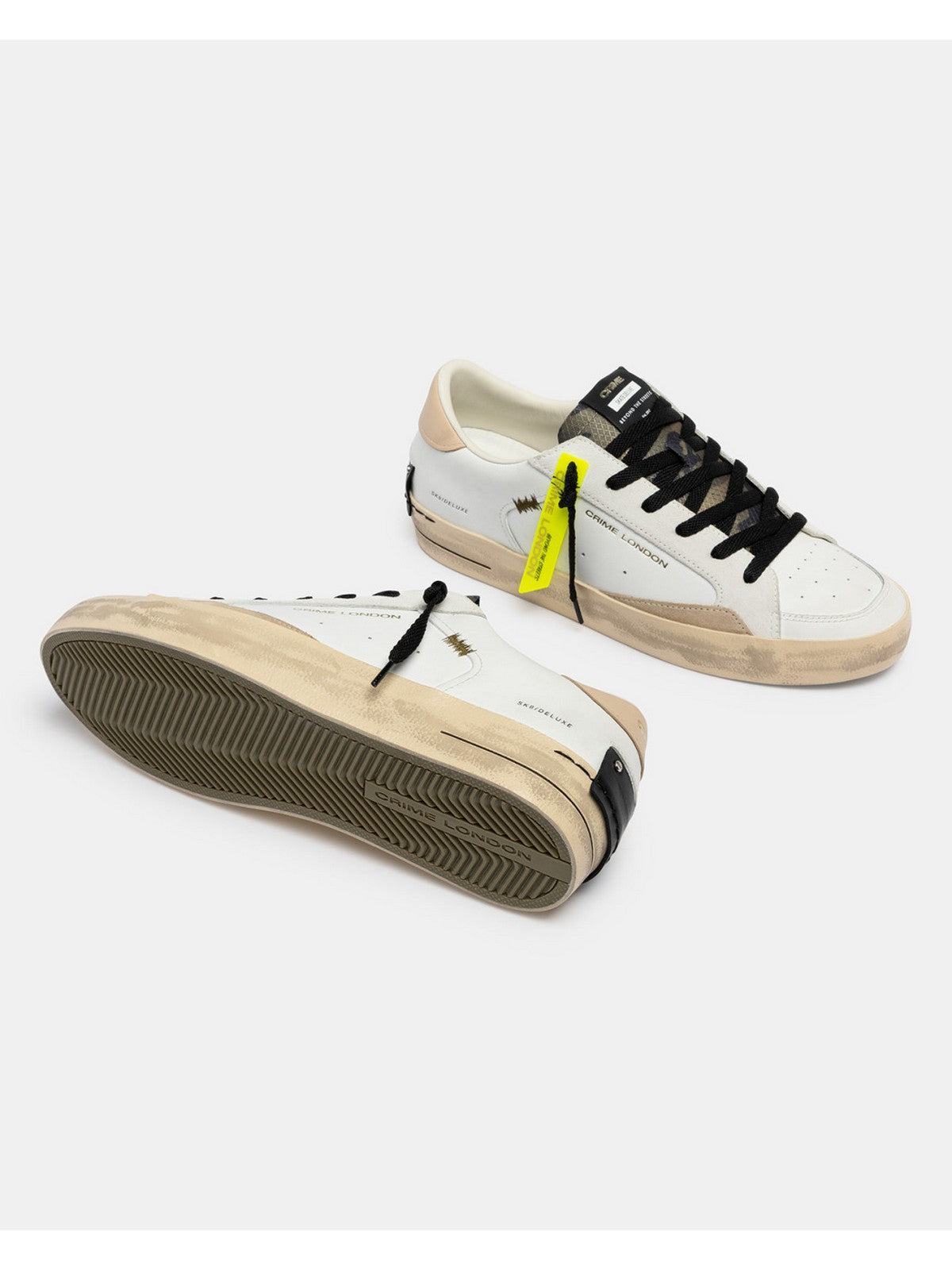 CRIME LONDON Sneaker Uomo SK8 DELUXE DUNE DRIFT 19104PP8 10 WHITE