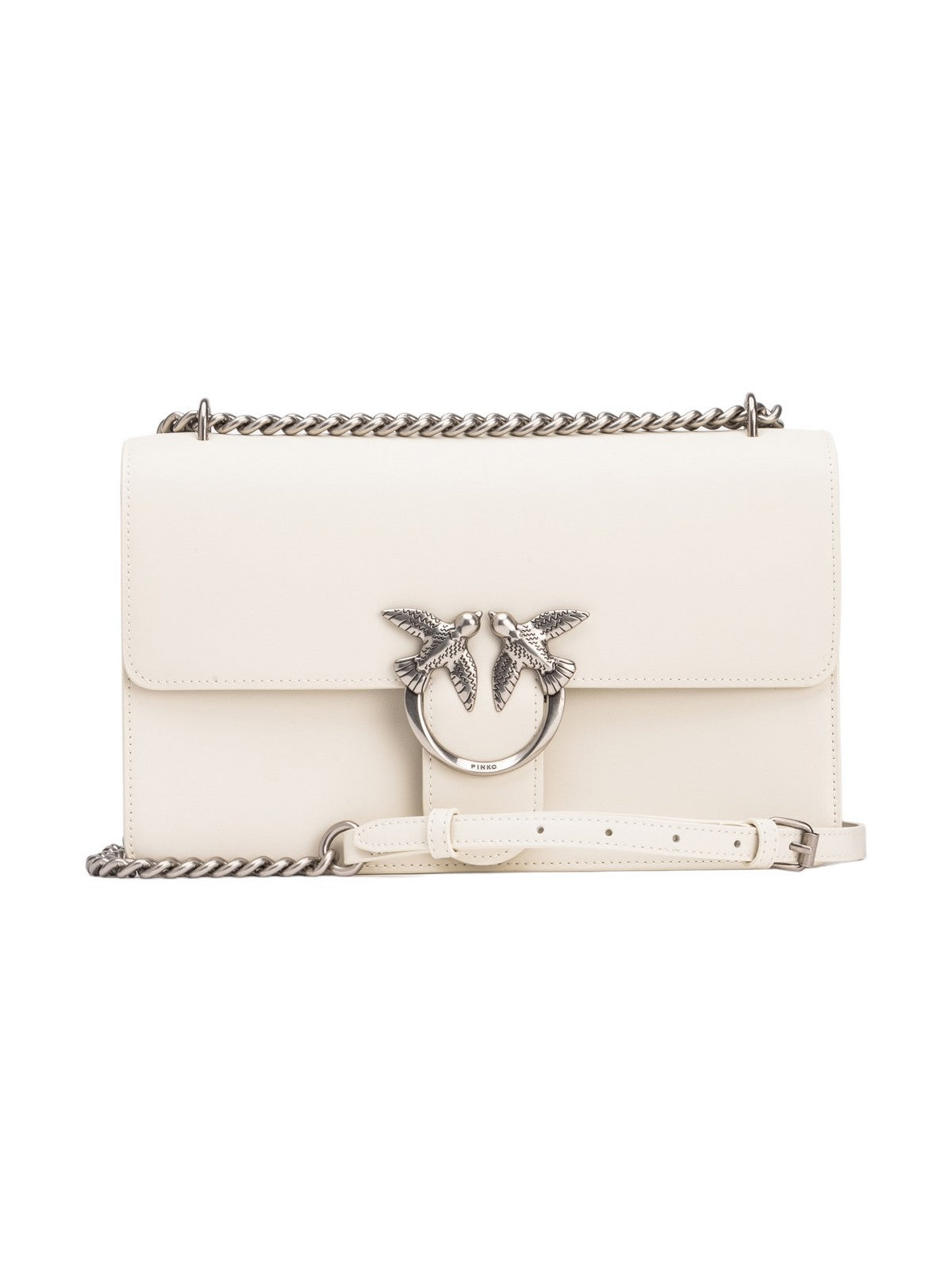 PINKO Borsa Donna Love One Classic Dc Vitello Se 100941-A0F1 Z14O BIANCO SETA-OLD SILVER gioboutiqueweb