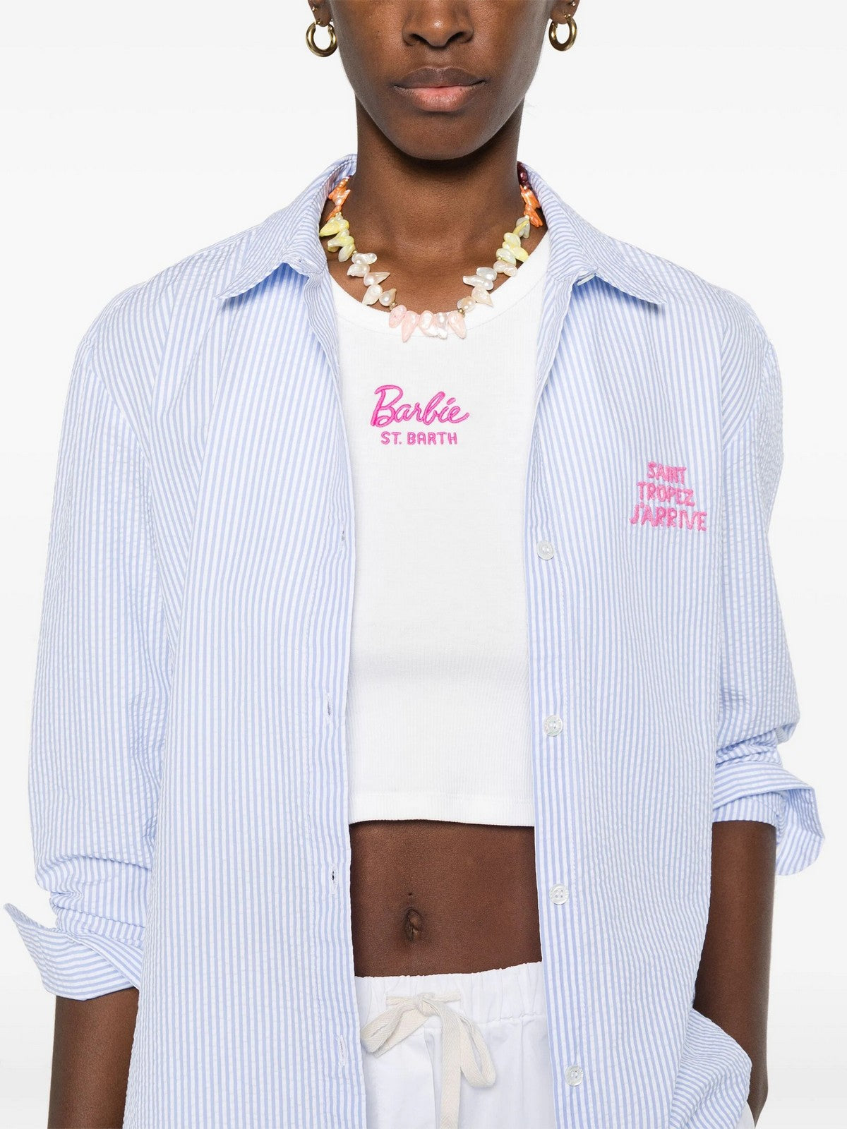 MC2 SAINT BARTH Canotta Donna BLUE 05551F Bianco gioboutiqueweb