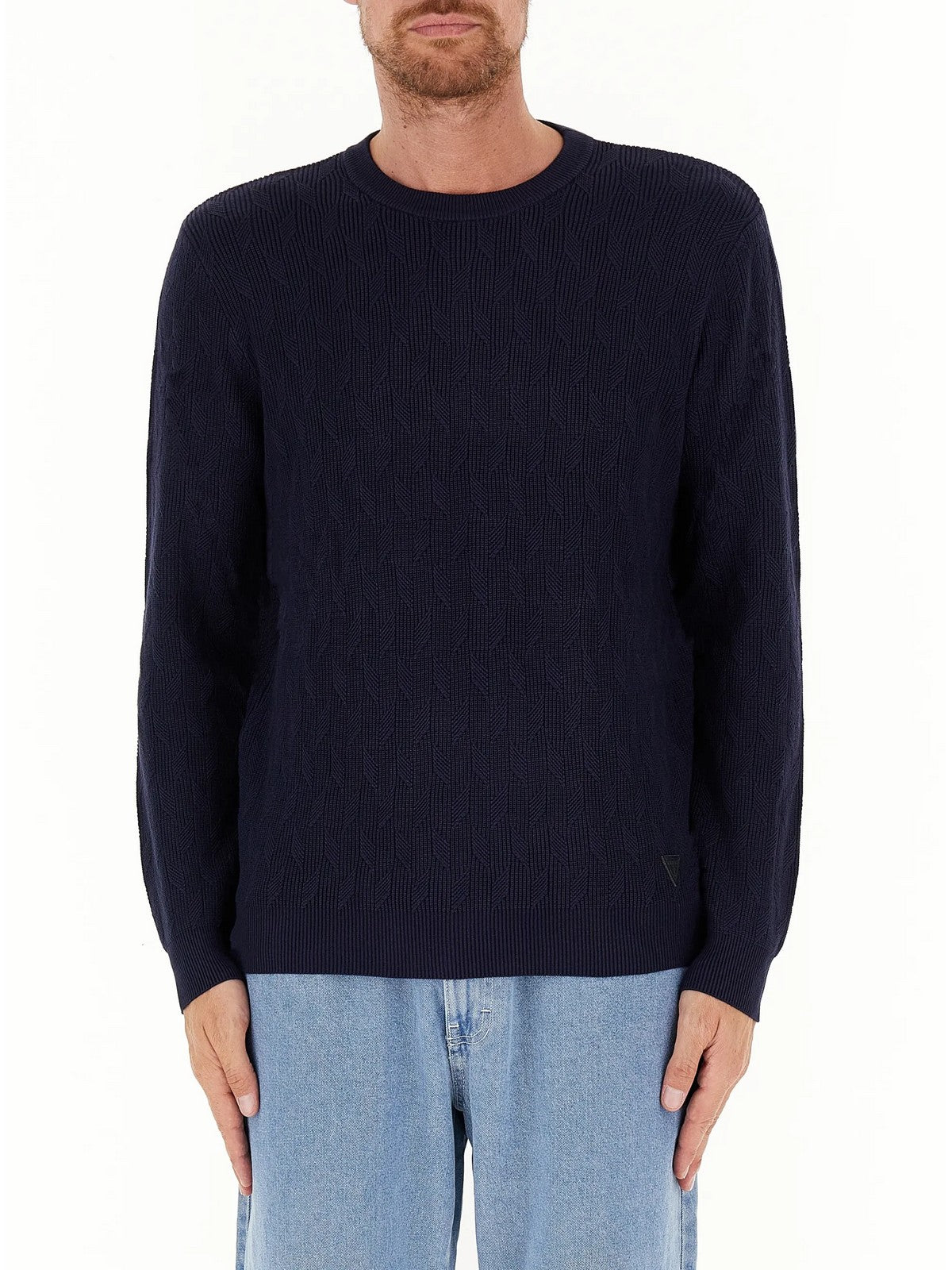 GUESS Maglione Uomo Delroy Cn Ls Stitche M4YR13 Z3FC2 G7V2 Blu gioboutiqueweb