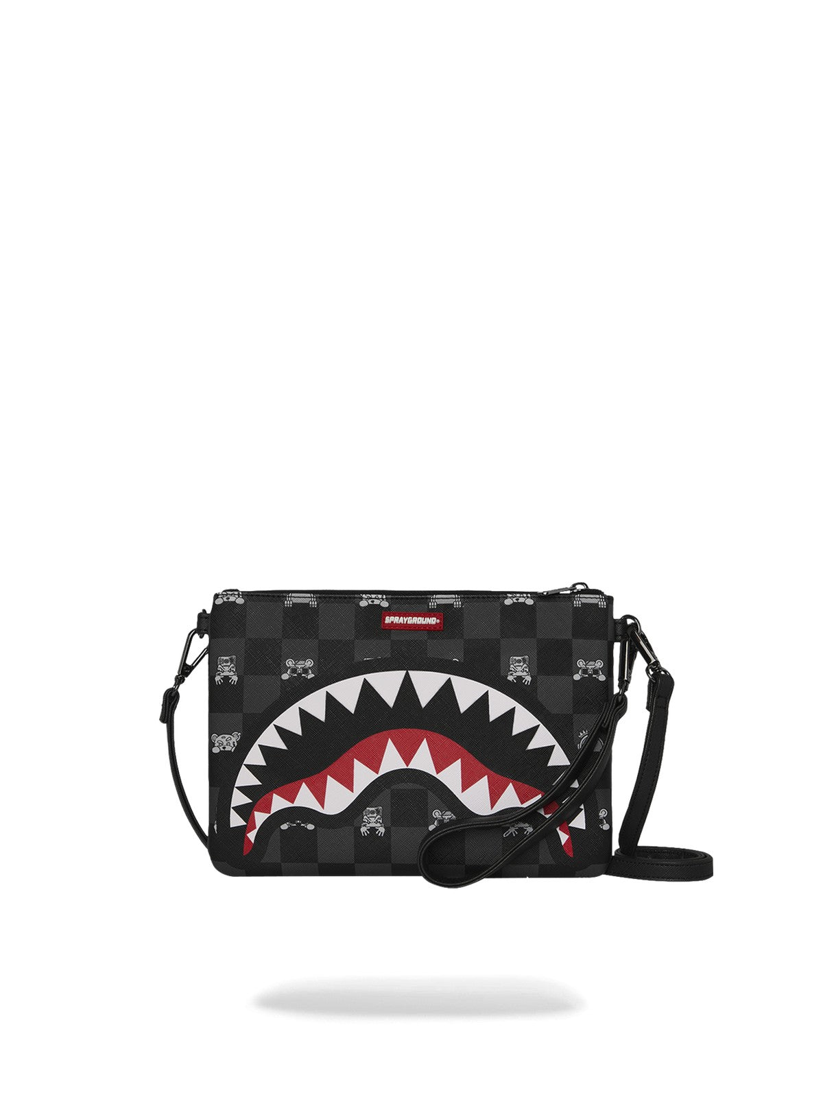 SPRAYGROUND Pochette Unisex adulto GRAY PEEKING CHARACTER CHECK CROSSBODY POUCHETTE 910B8915NSZ Nero
