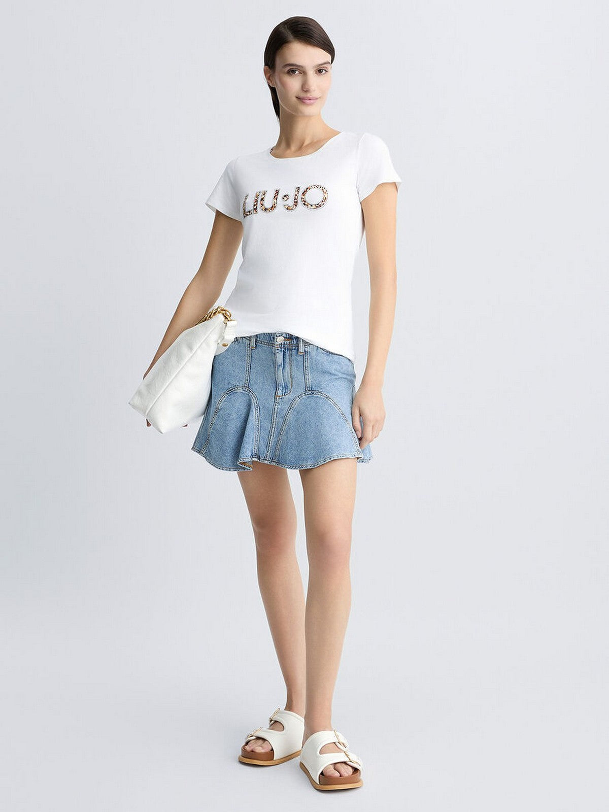 LIU JO BEACHWEAR T-shirt Donna VA5154JS003 M9664 Bianco/animal rouge