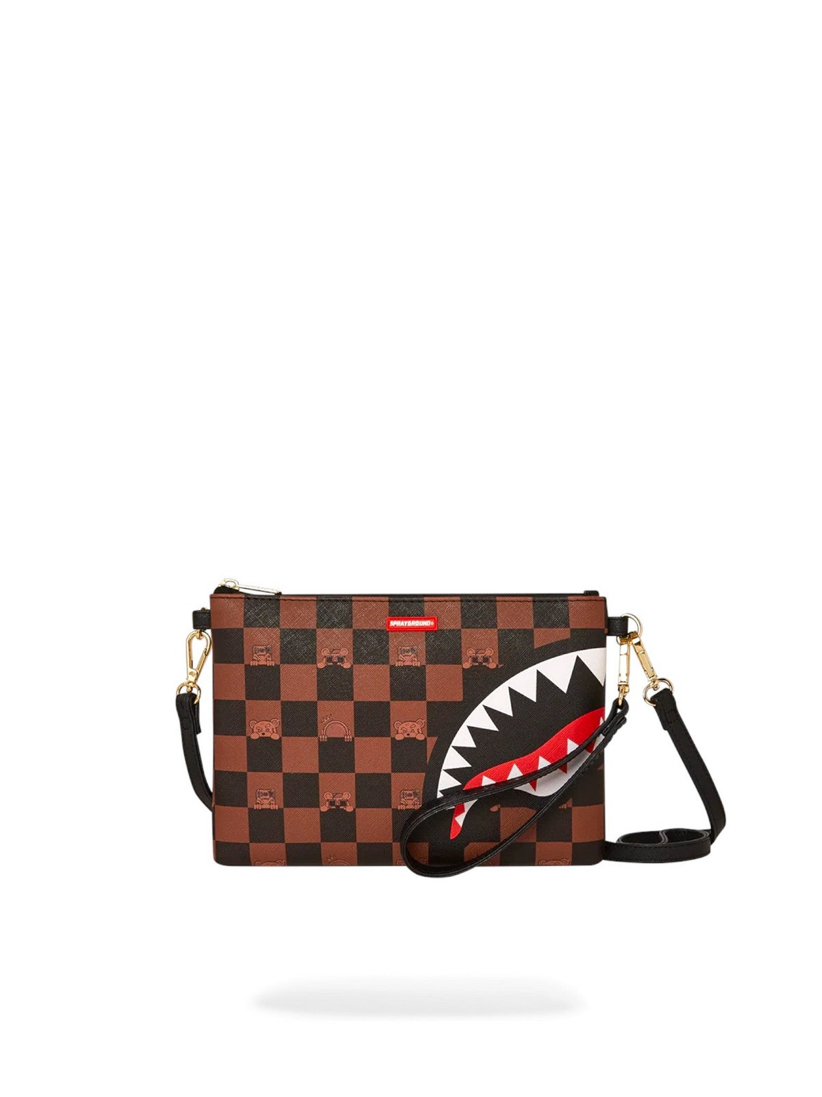 SPRAYGROUND Pochette Uomo PEEKING CHARACTER CHECK POUCHETTE 910B7509NSZ Marrone gioboutiqueweb