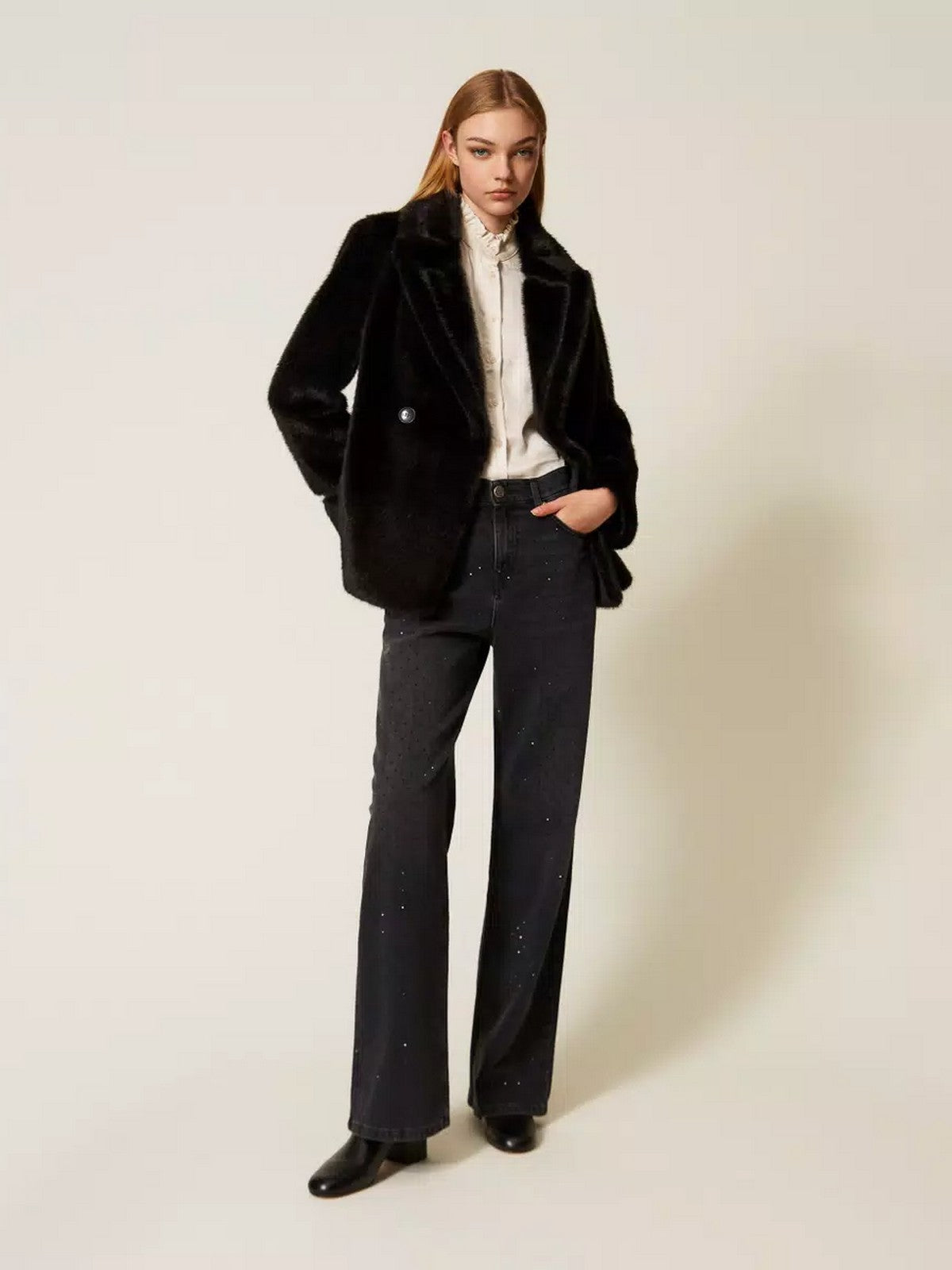 TWINSET Pelliccia Donna WARM FEELING 252TT2154 00006 Nero