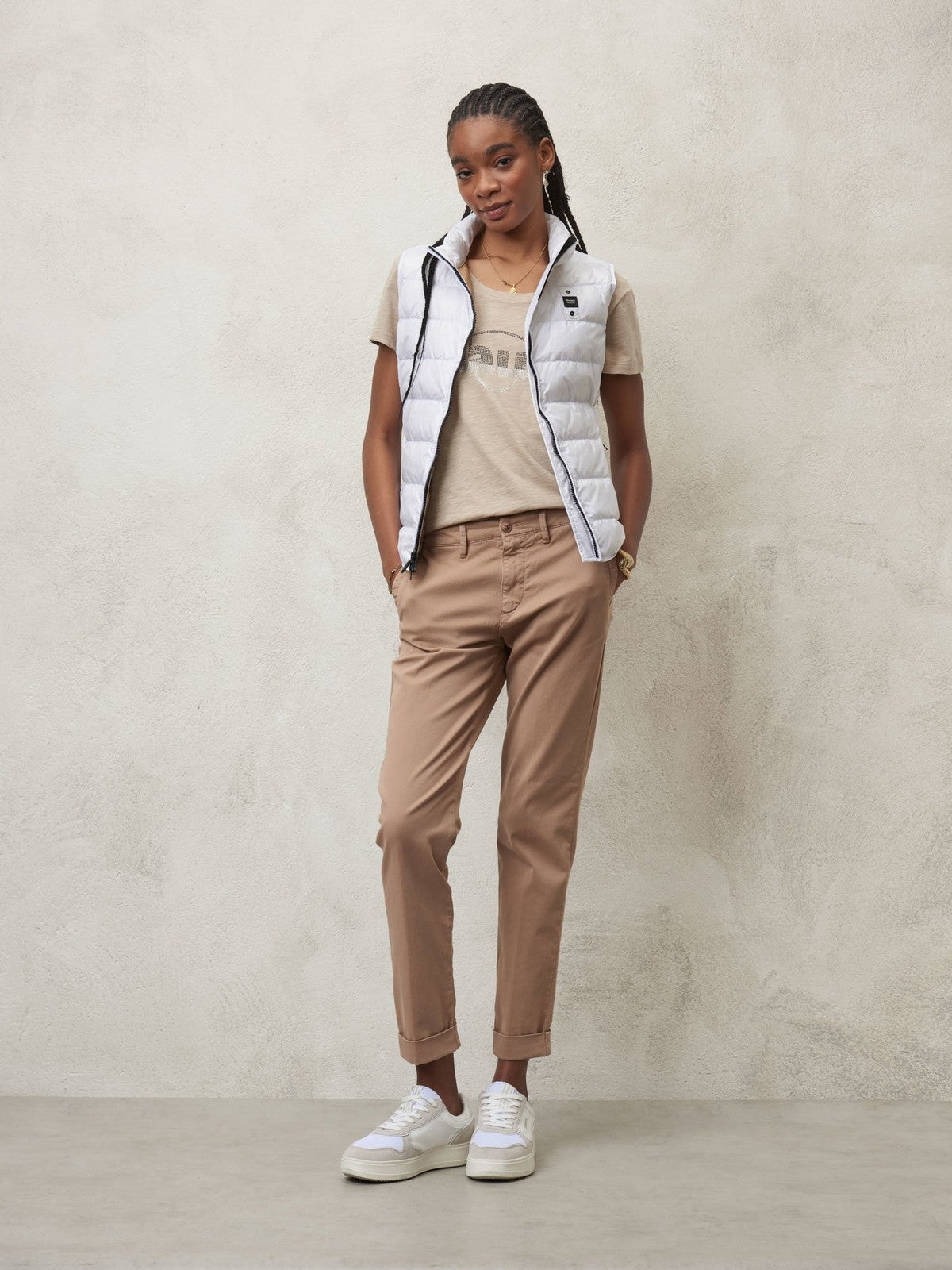 Blauer Gilet Frau 24SBLDX03052 005050 100 Weiß