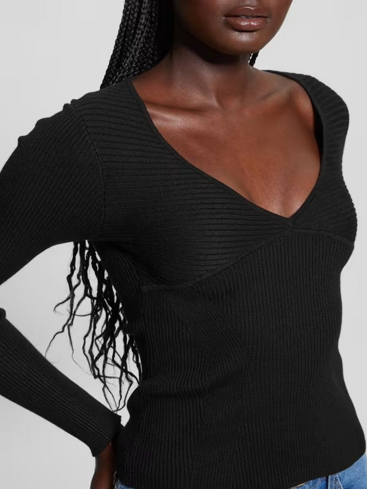 GUESS Maglione Donna LS CIRILA RIB BODYCON SWTR W4BR69 Z2YK2 JBLK Nero gioboutiqueweb