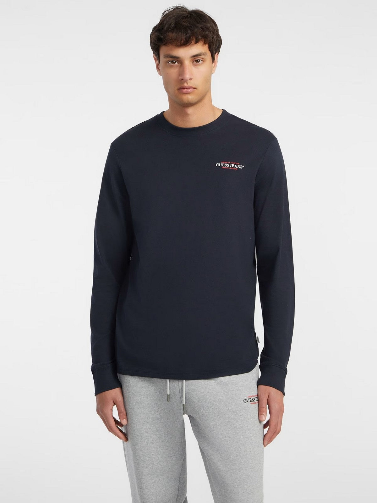 GUESS T-shirt Uomo GJ LS CN SLIM AMERICAN TR TEE M4YI54 K8HM0 A71W DARING OCEAN