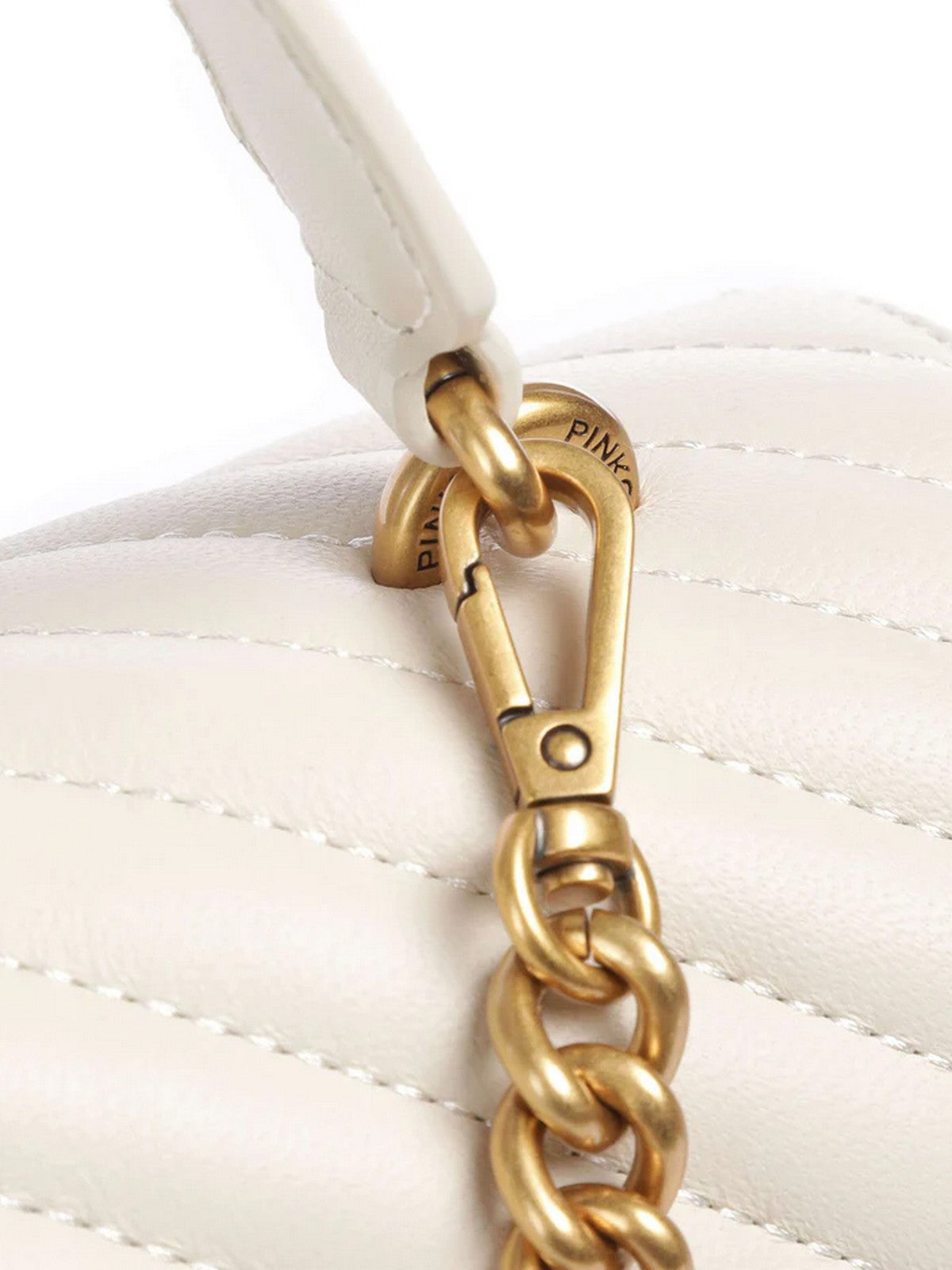 PINKO Borsa Donna LOVE LADY PUFF CLASSIC CL SHEE 100043-A0GK Z14Q BIANCO SETA-ANTIQUE GOLD