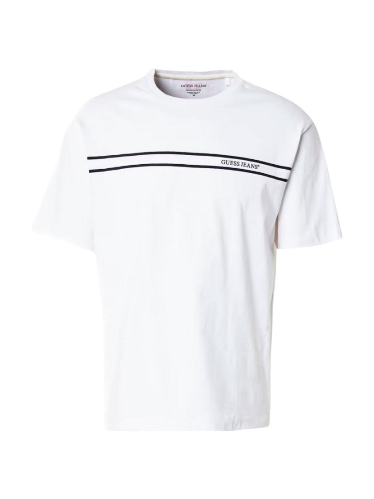 GUESS T-shirt Uomo GJ SS CN REG CHEST STRIPE TEE M5RI78 KCPQ1 G011 PURE WHITE gioboutiqueweb