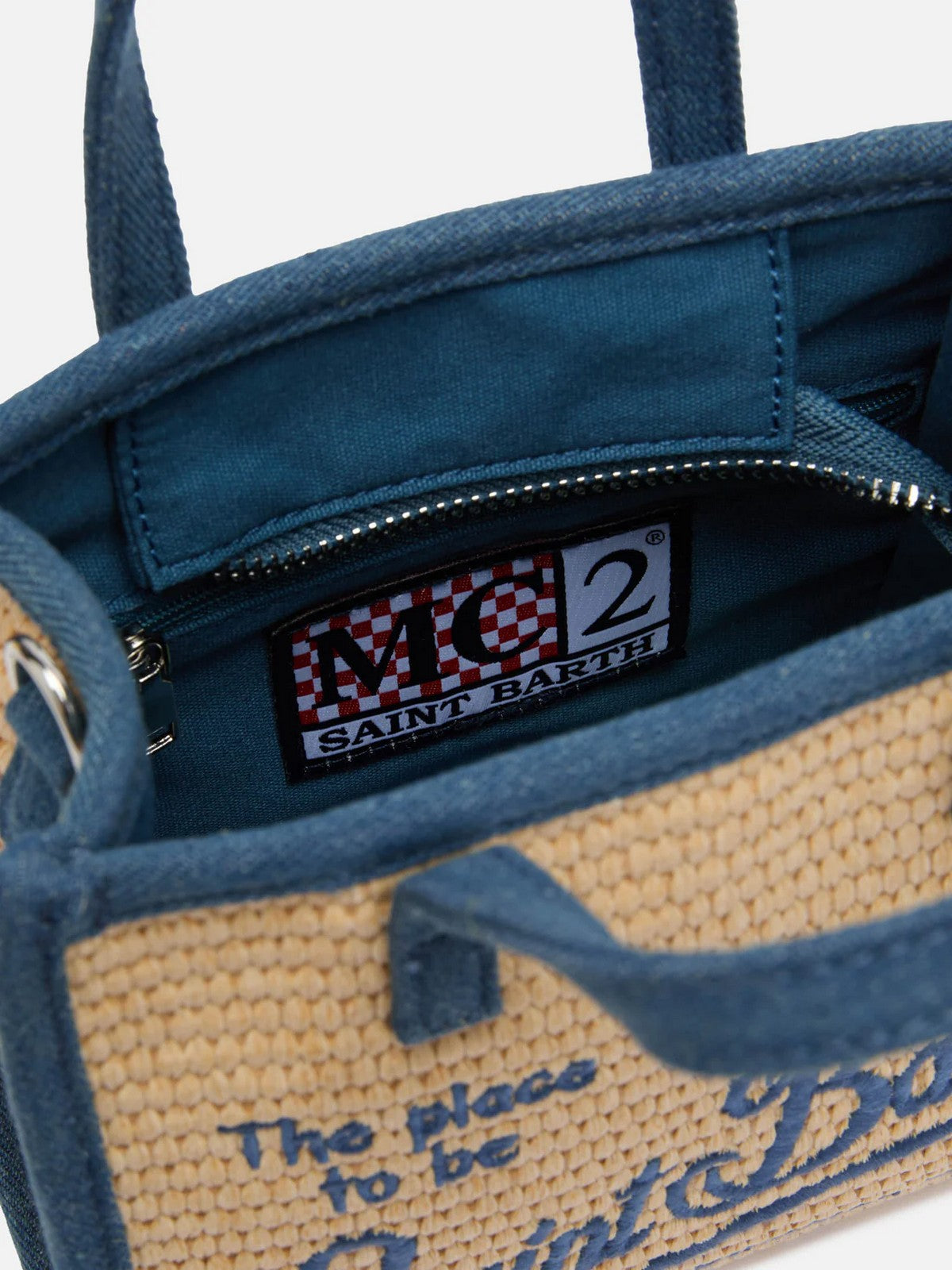 MC2 SAINT BARTH Borsa Donna VIVIAN MINI STRAW 04545H 11 DENIM EMB gioboutiqueweb