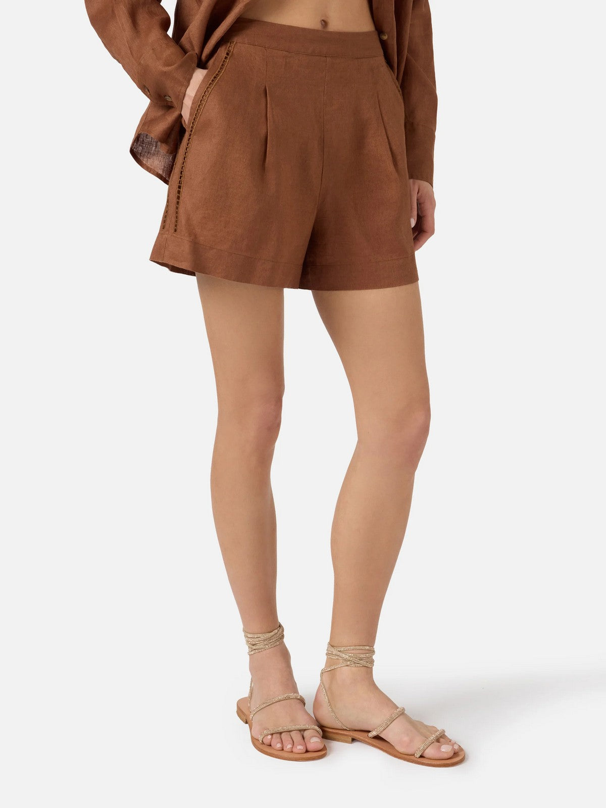 MC2 SAINT BARTH Pantaloncino Donna AMANI 08795L LINEN HOLED 18 EMB