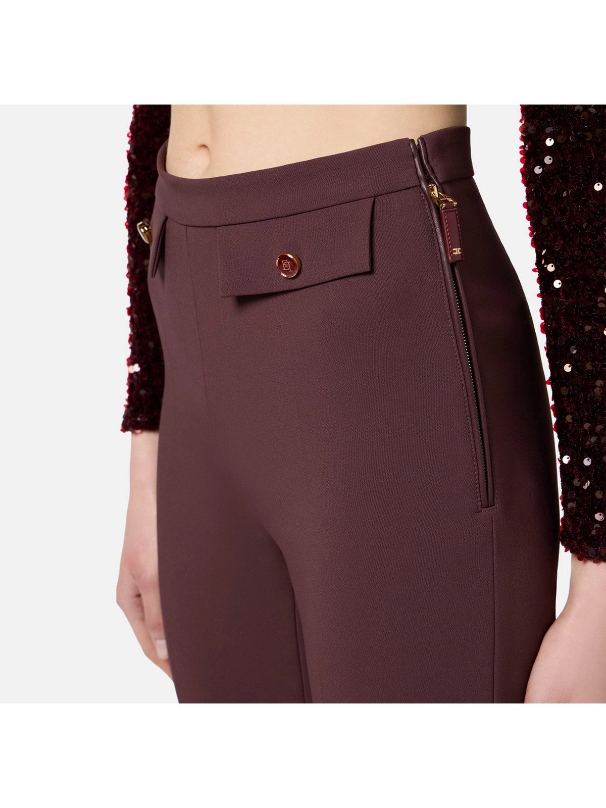 ELISABETTA FRANCHI Pantalone Donna PA12056E2 EA4 MERLOT gioboutiqueweb