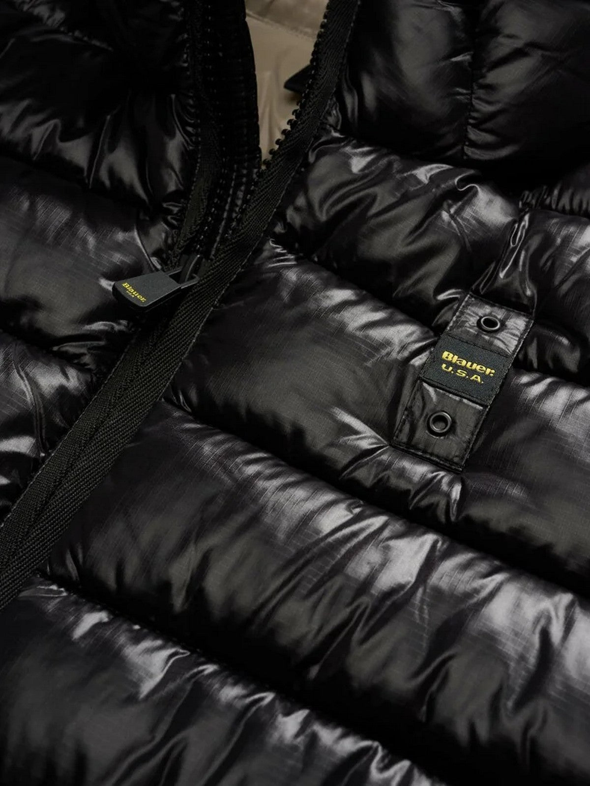 BLAUER Piumino Uomo ADAMS 25WBLUC02079 005958 999EI NERO interno BEIGE 301