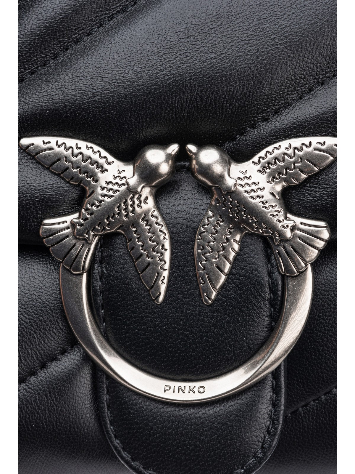 PINKO Borsa Donna Love Puff Mini Cl Sheep Nappa 100039-A0F2 Z99O NERO-OLD SILVER gioboutiqueweb