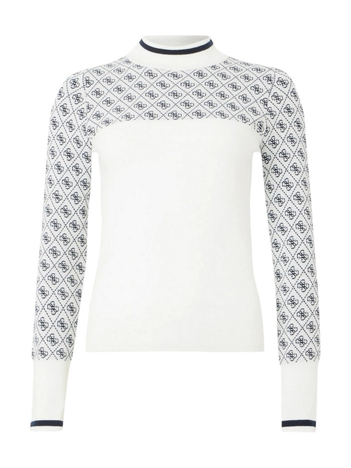 GUESS Maglione Donna LS MOCK NECK AUBREY 4G SWTR W5BR24 Z3JD2 F0YU 4G CREAM AND BLUE