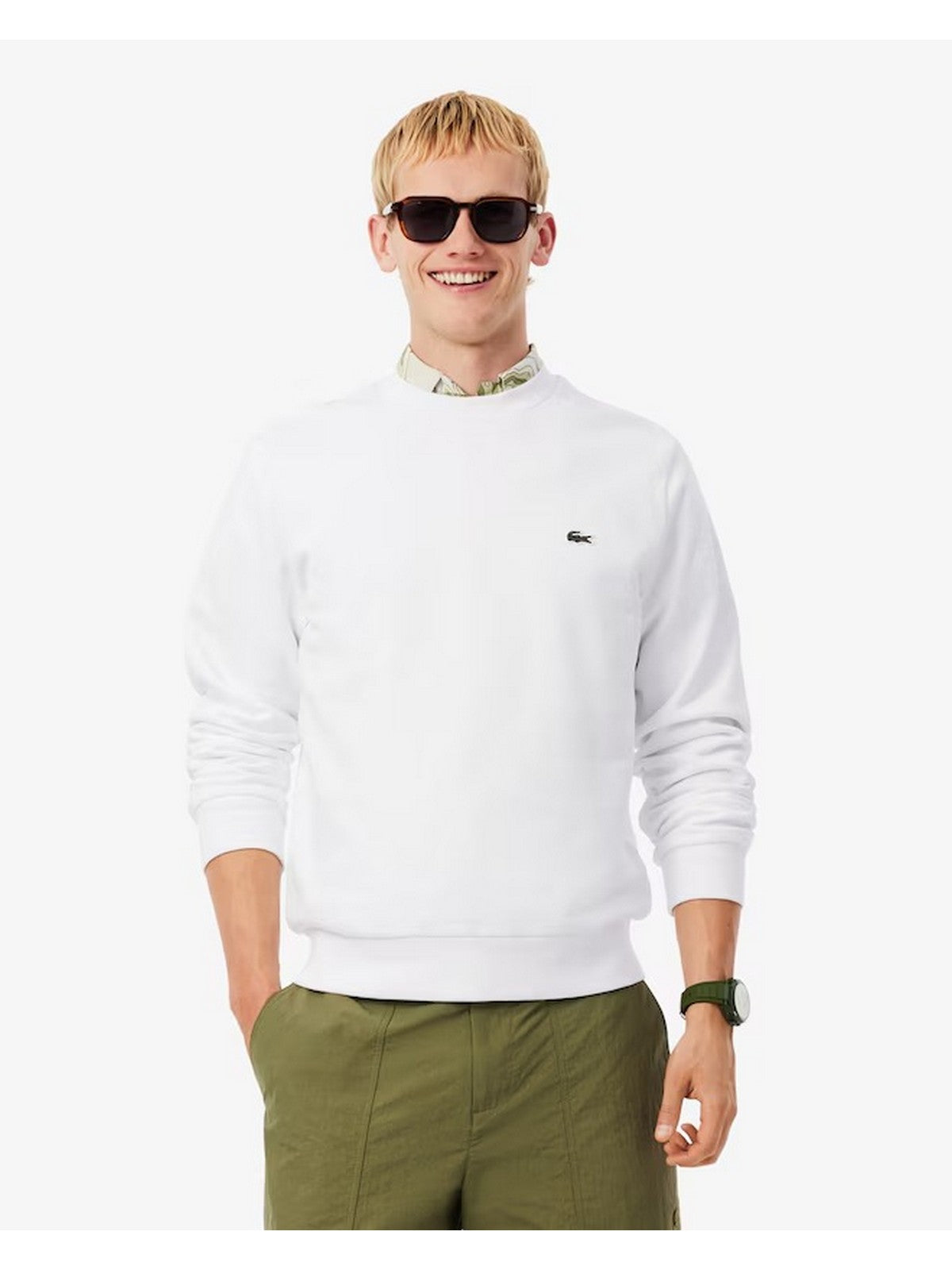 LACOSTE Felpa Uomo SH9801 001 Bianco gioboutiqueweb