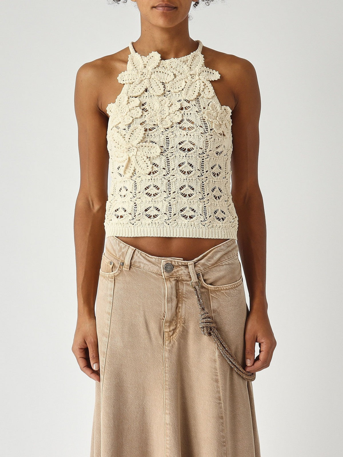PINKO Top Donna NYMPHAEA TOP CROCHET SEWON FLO 106863-A3B8 C10 GIALLO ALABASTRO