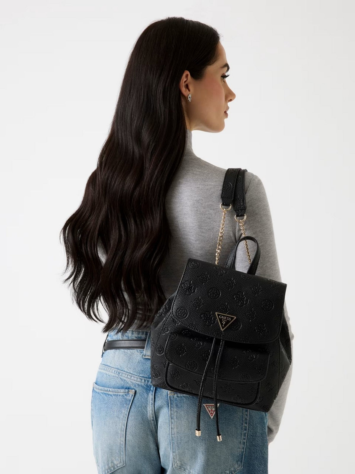 GUESS Zaino Donna CRESIDIA II SML FLAP BACKPACK HWPD98 88310 BLO BLACK LOGO