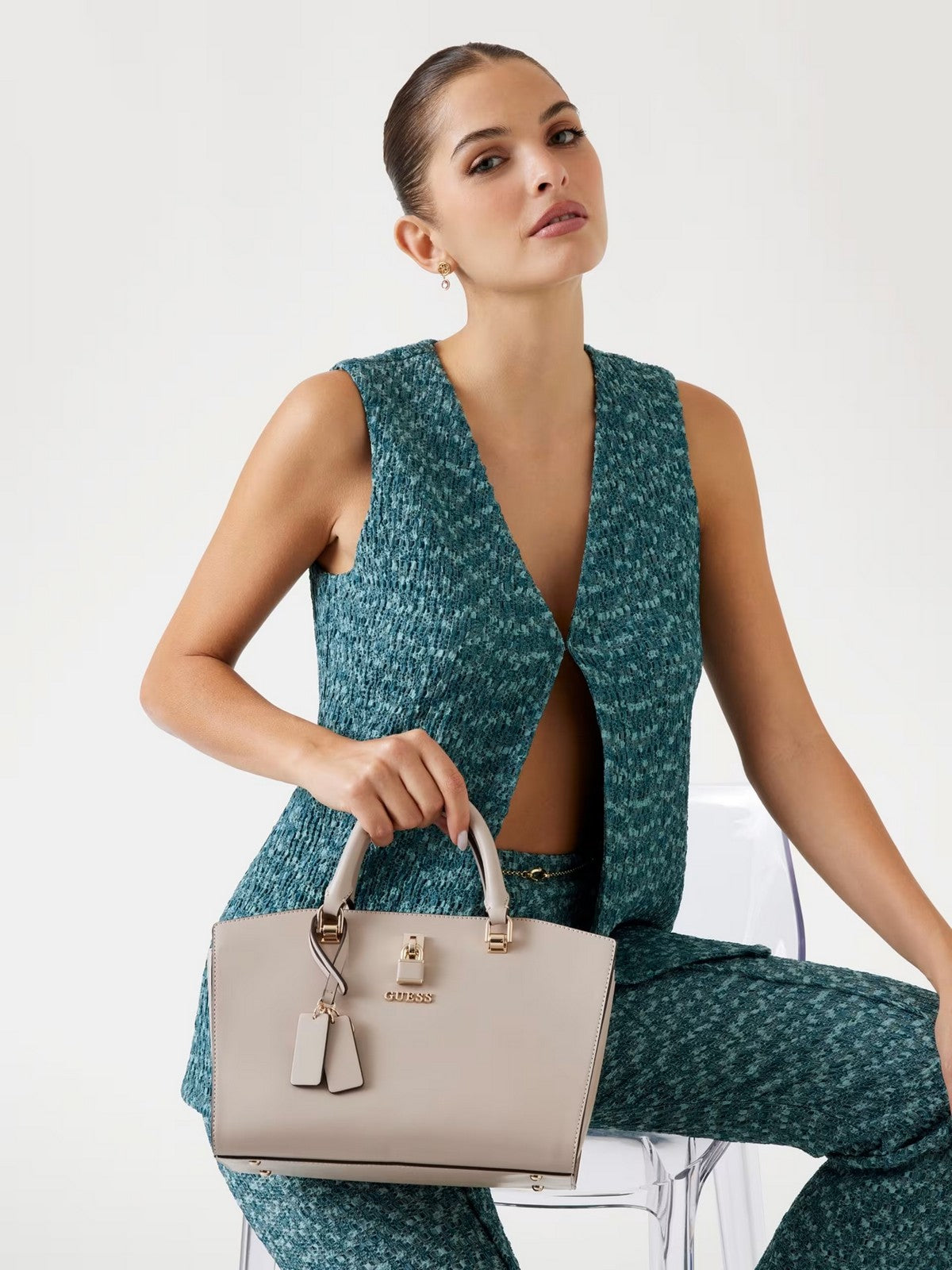 GUESS Borsa Donna QUEENSLAND LUXURY SATCHEL HWVG96 55060 SIT SIMPLY TAUPE